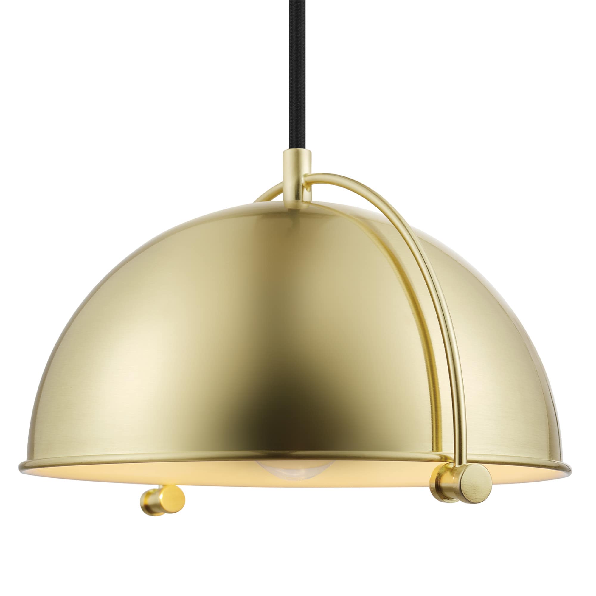 Dolores Matte Brass Glass Bowl Pendant Light with LED Bulb