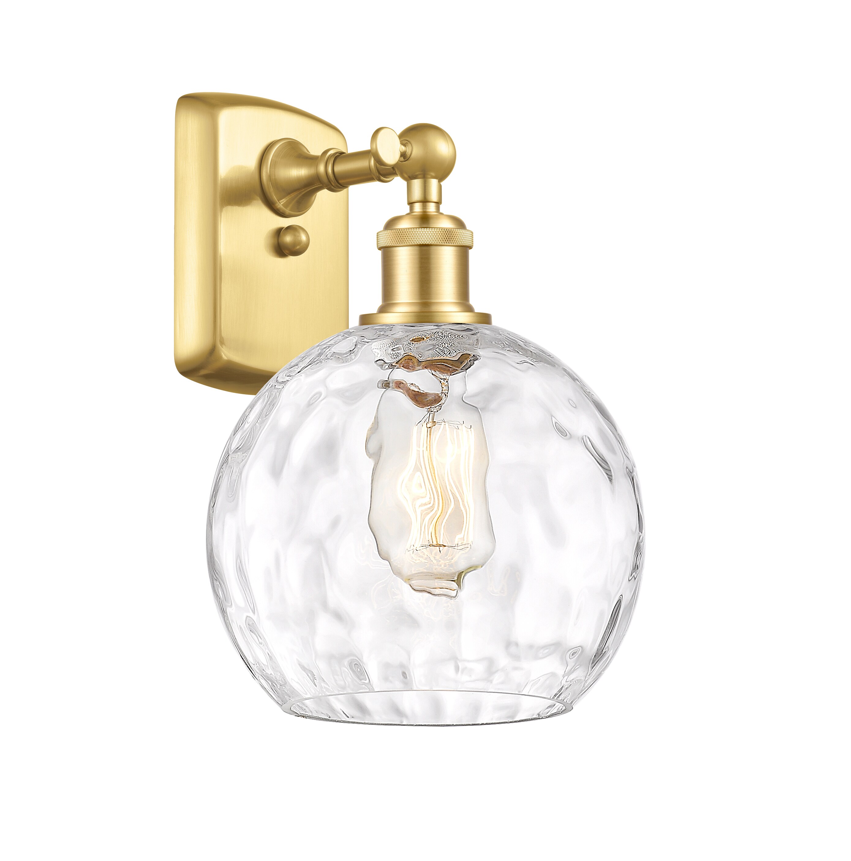 Innovations Lighting 516-1W-SG-G1215-8 Athens Water Glass 8-in W 1 -Light Satin Gold Industrial Wall Sconce
