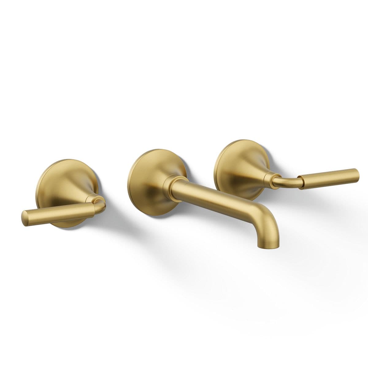 Elegant Vibrant Brushed Moderne Brass Wall-Mount Bathroom Sink Faucet