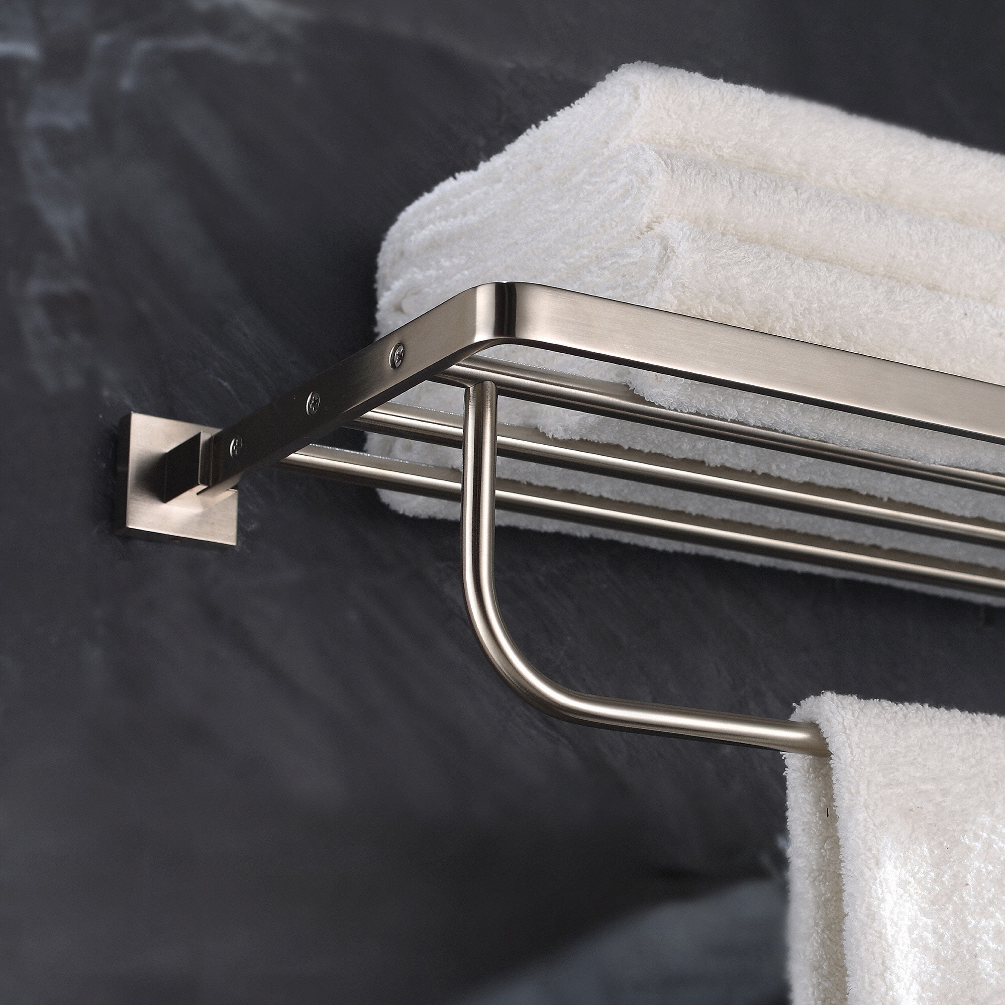 Kraus Brushed Nickel Wall Mount Towel Rack 4.8-in x 25.25-in x 8.13-in ...