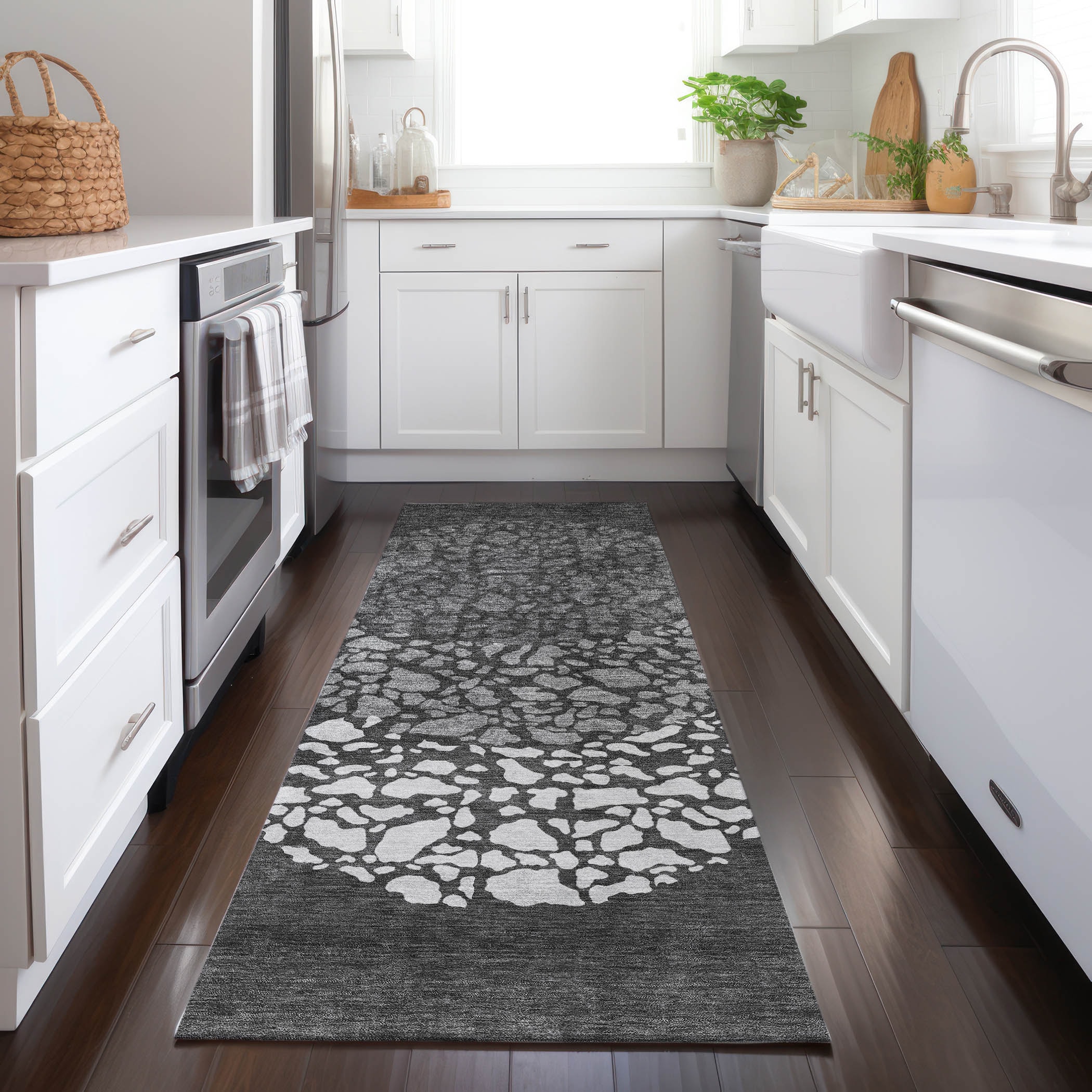 Addison Rugs ACN643CC2X8 Chantille ACN643CC 2 x 7 (ft) Polyester Charcoal Rectangular Indoor/Outdoor Geometric Machine washable Runner rug