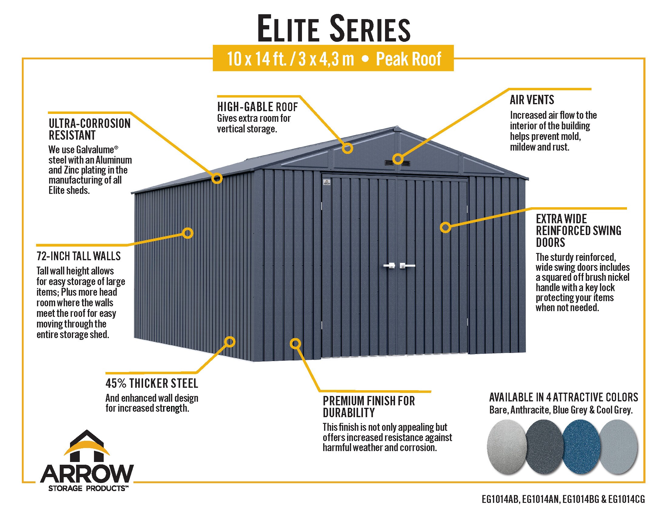 Arrow EG1014AN Metal-Storage-Buildings-Sheds - View #11