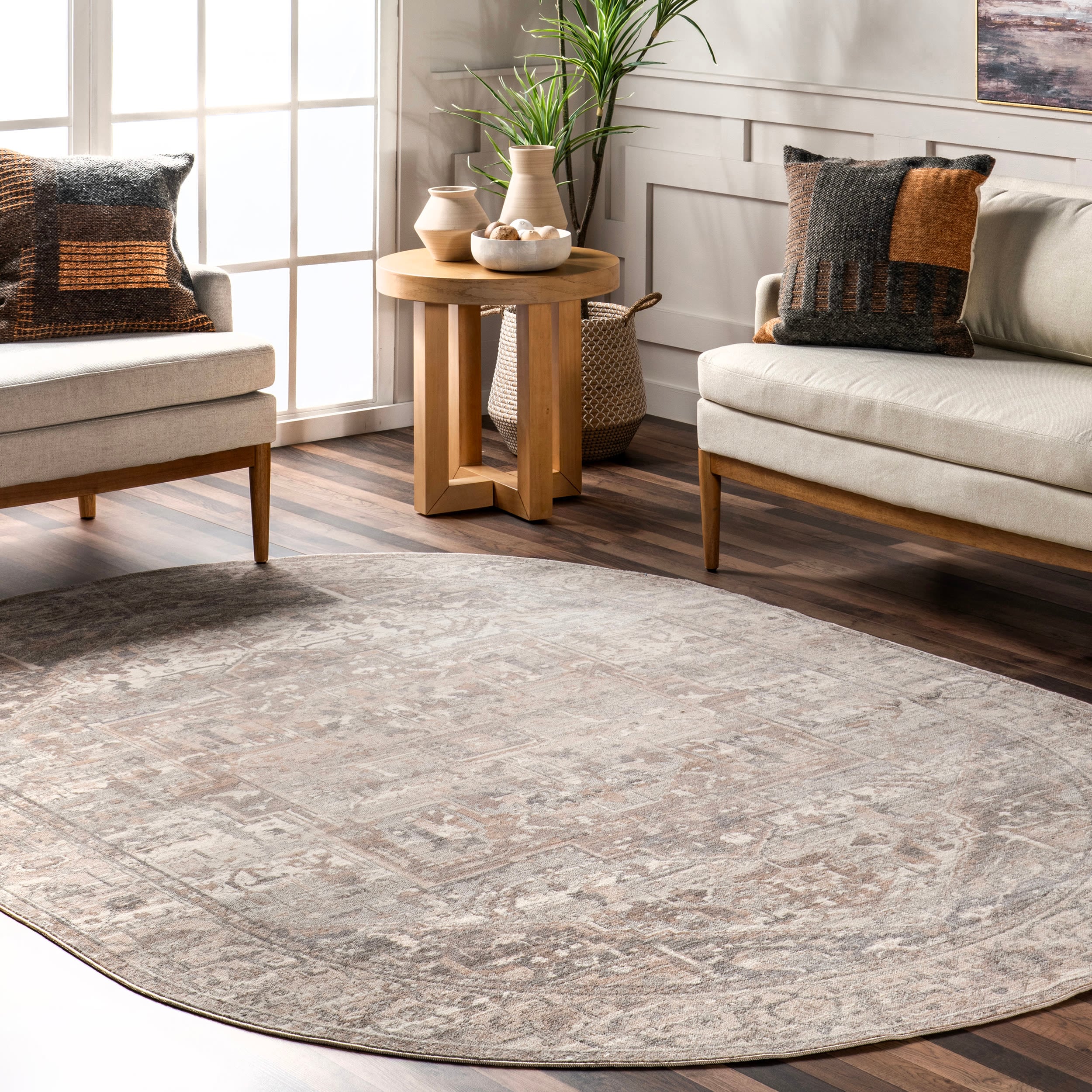nuLOOM KHMC04G-O305 Ehtel 3 x 5 (ft) Loomed Polyester Silver Oval Indoor Medallion Area rug