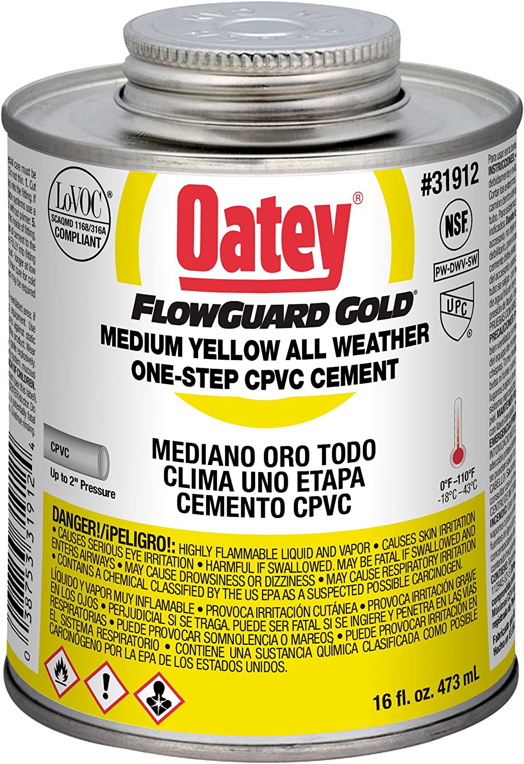 Oatey FlowGuard Gold 16-fl oz Gold C PVC Cement at Lowes.com