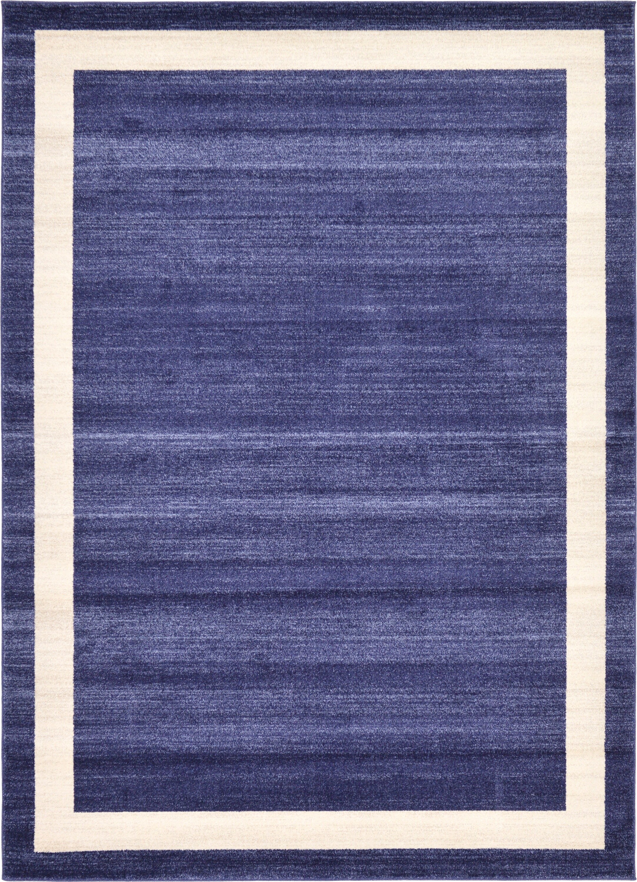 Unique Loom 3127275 Maria Del Mar 7 x 10 (ft) Loomed Polypropylene Navy Blue/Ivory Rectangular Indoor Border Industrial Area rug