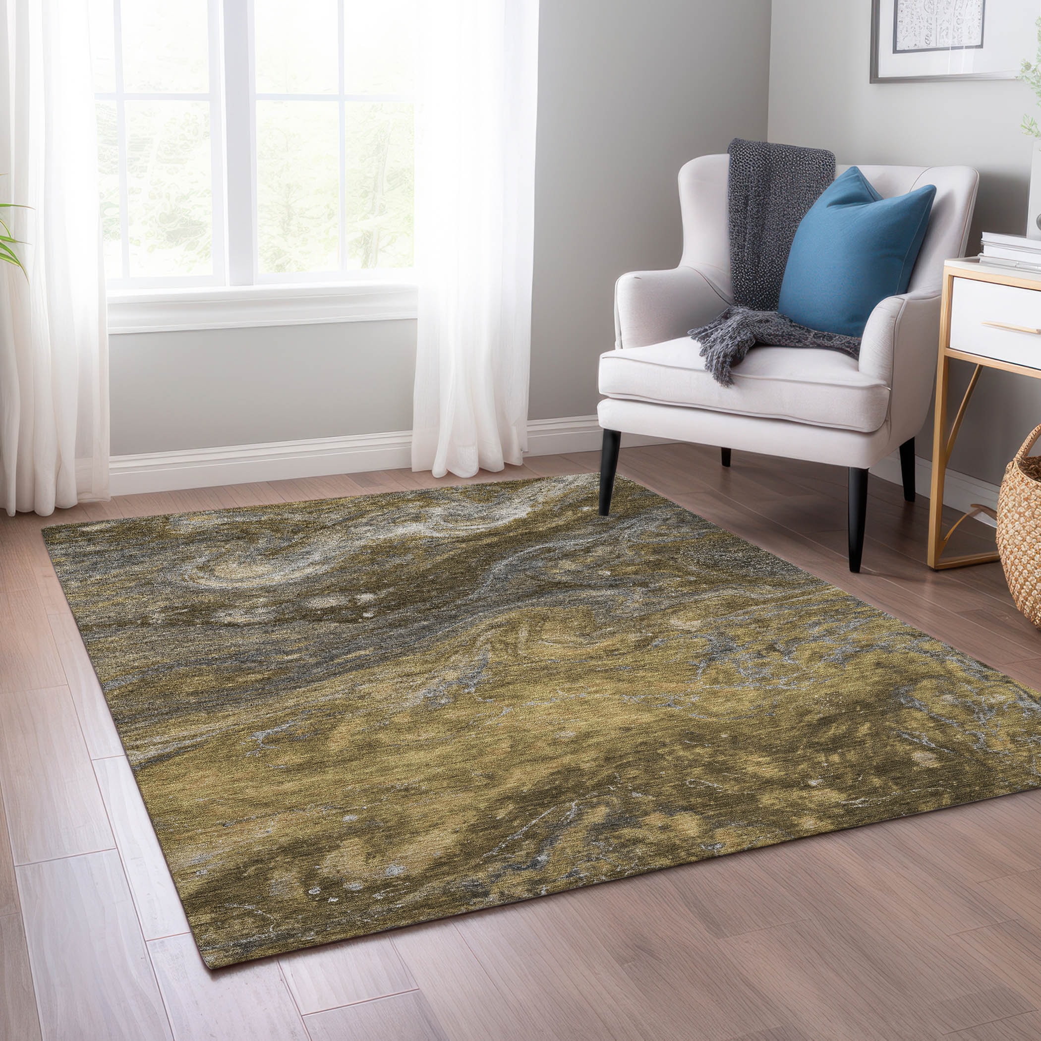 Addison Rugs ACN599BR8X10 Chantille ACN599BR 8 x 10 (ft) Polyester Brown Rectangular Indoor/Outdoor Abstract Machine washable Area rug