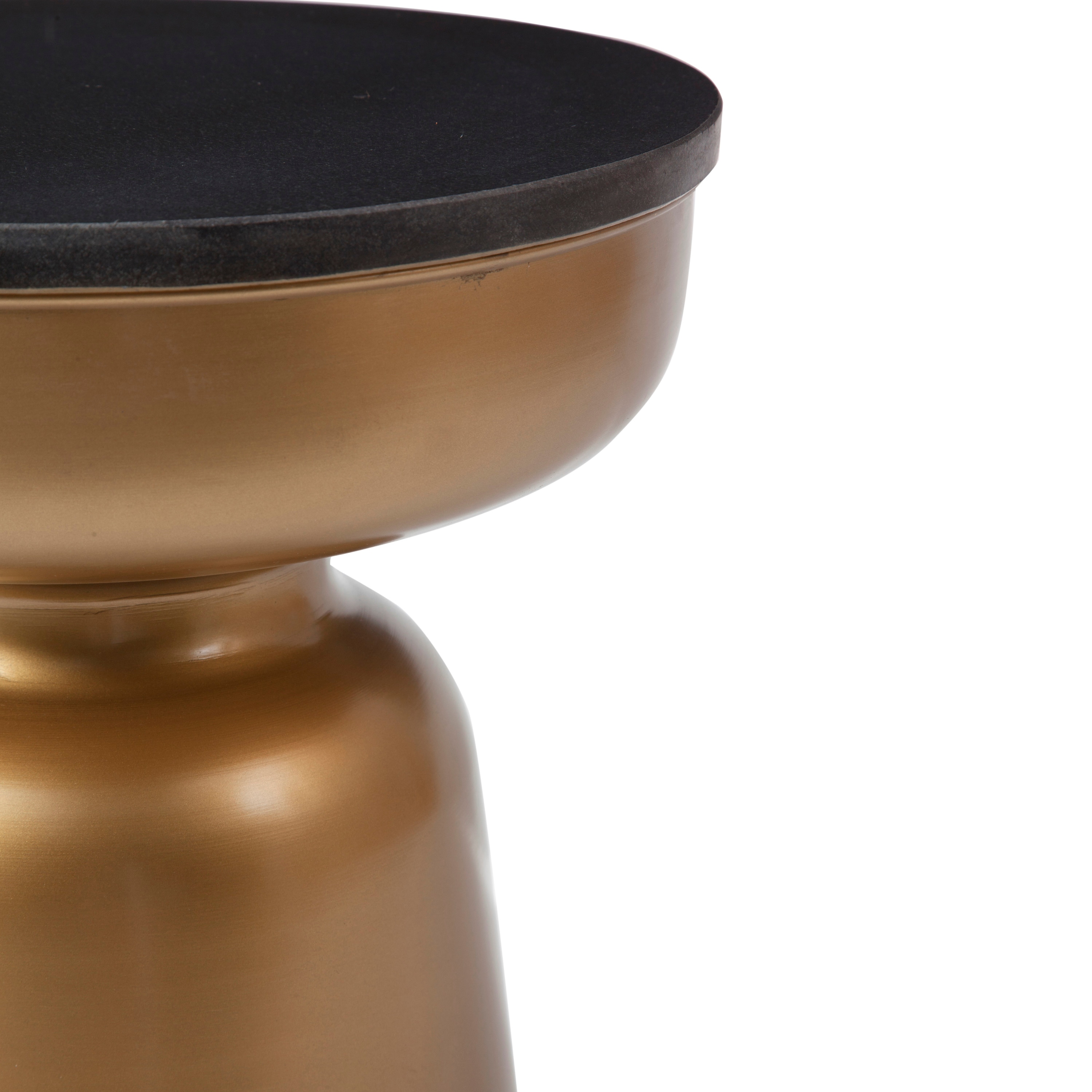 Contemporary Round Stone Top Metal Frame End Table