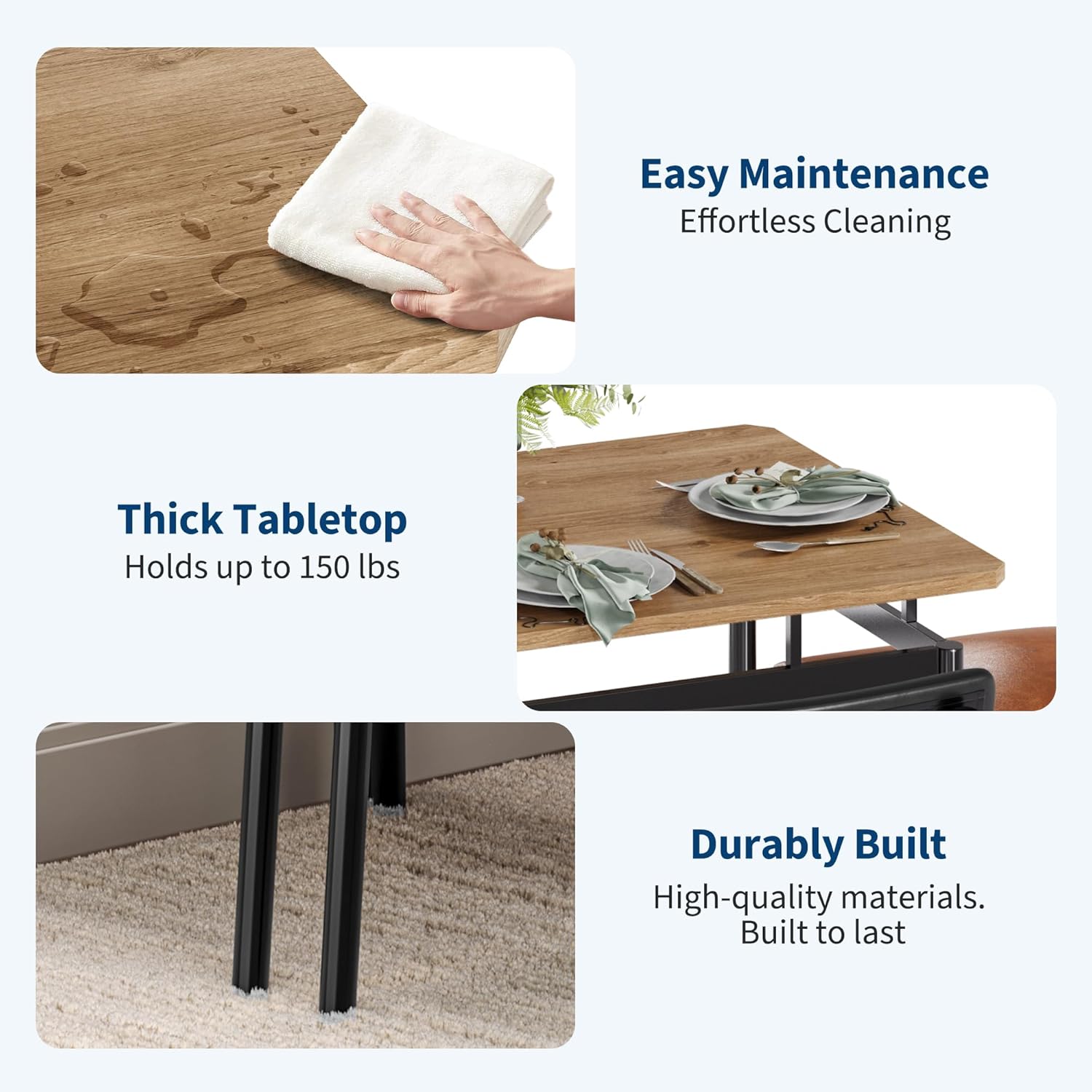 Garvee 5 Piece Dining Table Set for 4/ Kitchen Table with 4 PU ...