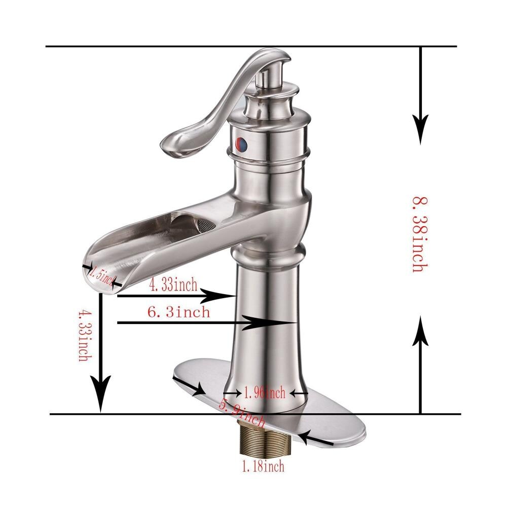 Matrix Decor Nickel 1-handle Single Hole Waterfall Bathroom Sink Faucet ...