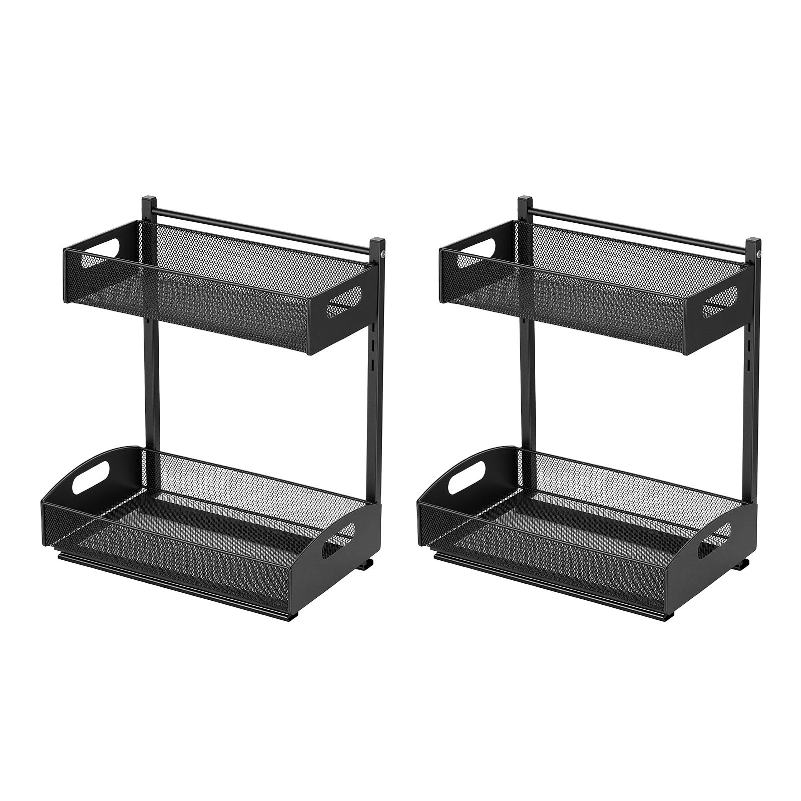 Mecale Under Sink Organizer 2 Pack 2 Tier Pull Out Cabinet Drawer Height Adjustable Storage Shelf