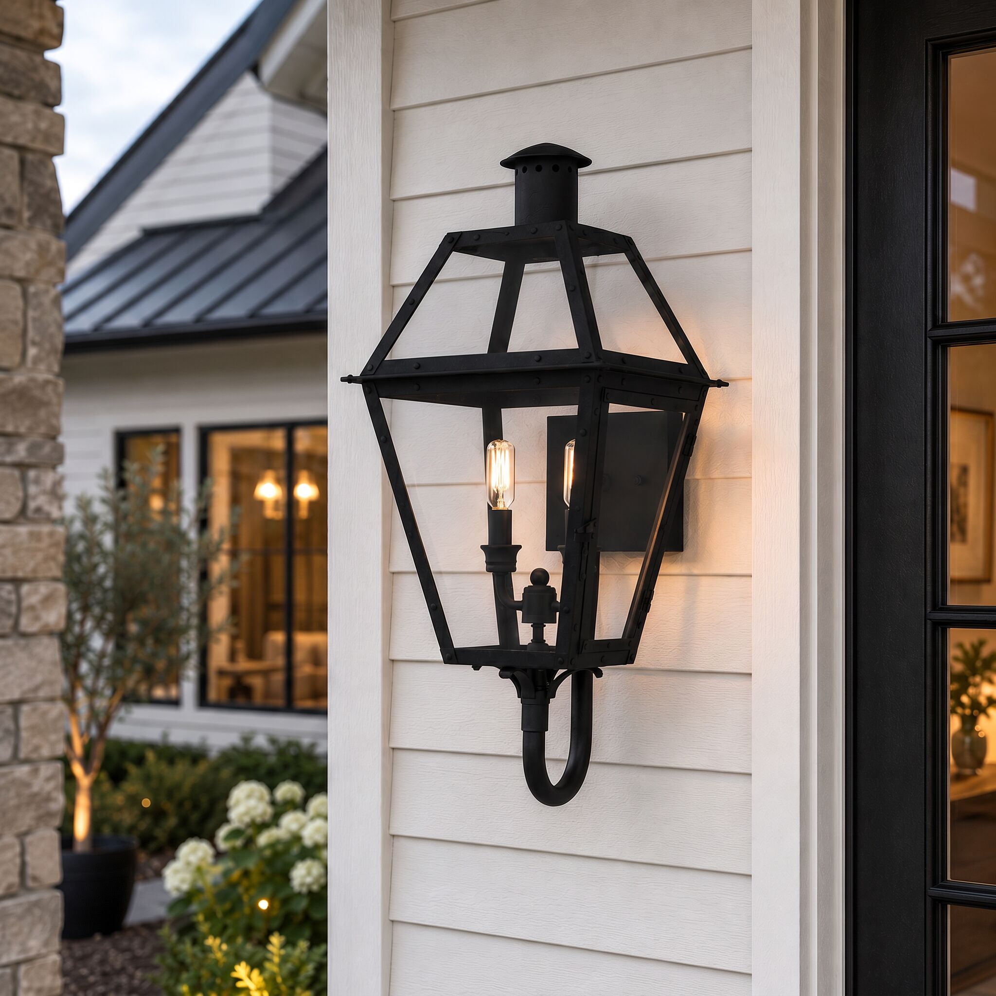Quoizel - Rue De Royal 2 -Light 23.5-in H Black Hardwired Outdoor Wall Light