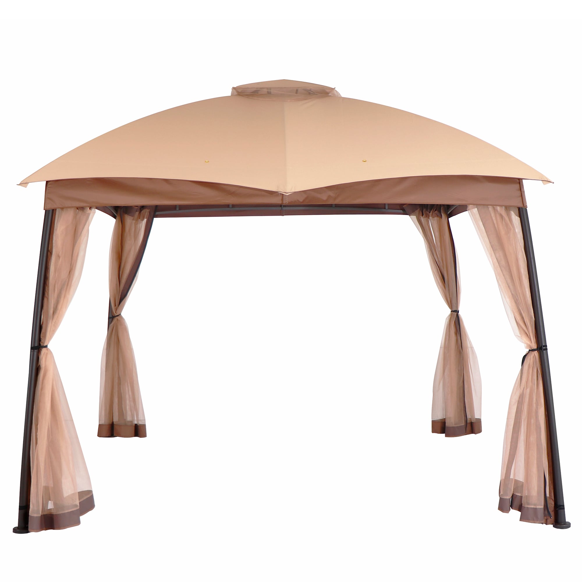 StarEcho GAZ004K 10-ft x 10-ft Arc leg patio gazebo with netting Khaki with Soft Top Roof (Screen Included)