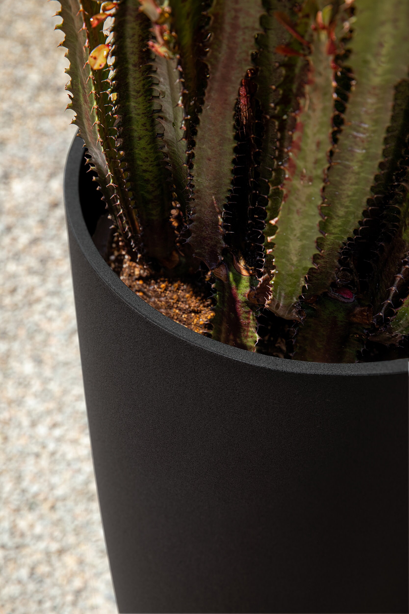 Selena 28" Black Plastic-Stone Outdoor Planter