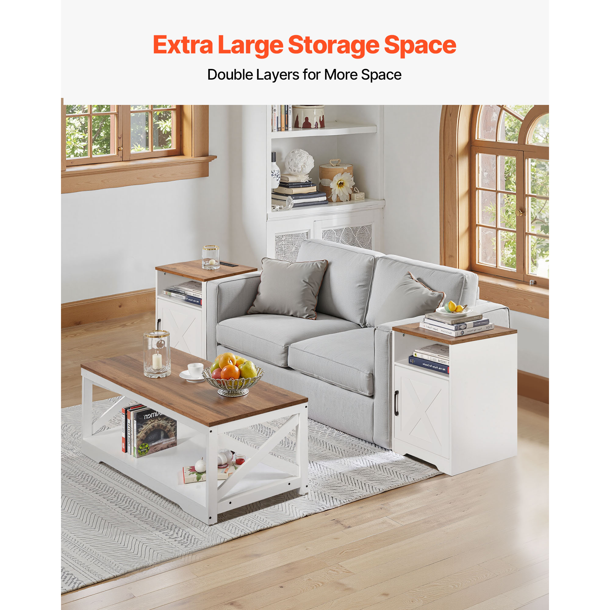 Photo inspiration: Visual Reference: Vevor 3 Pieces Farmhouse Coffee Table Sets 40 In Industrial