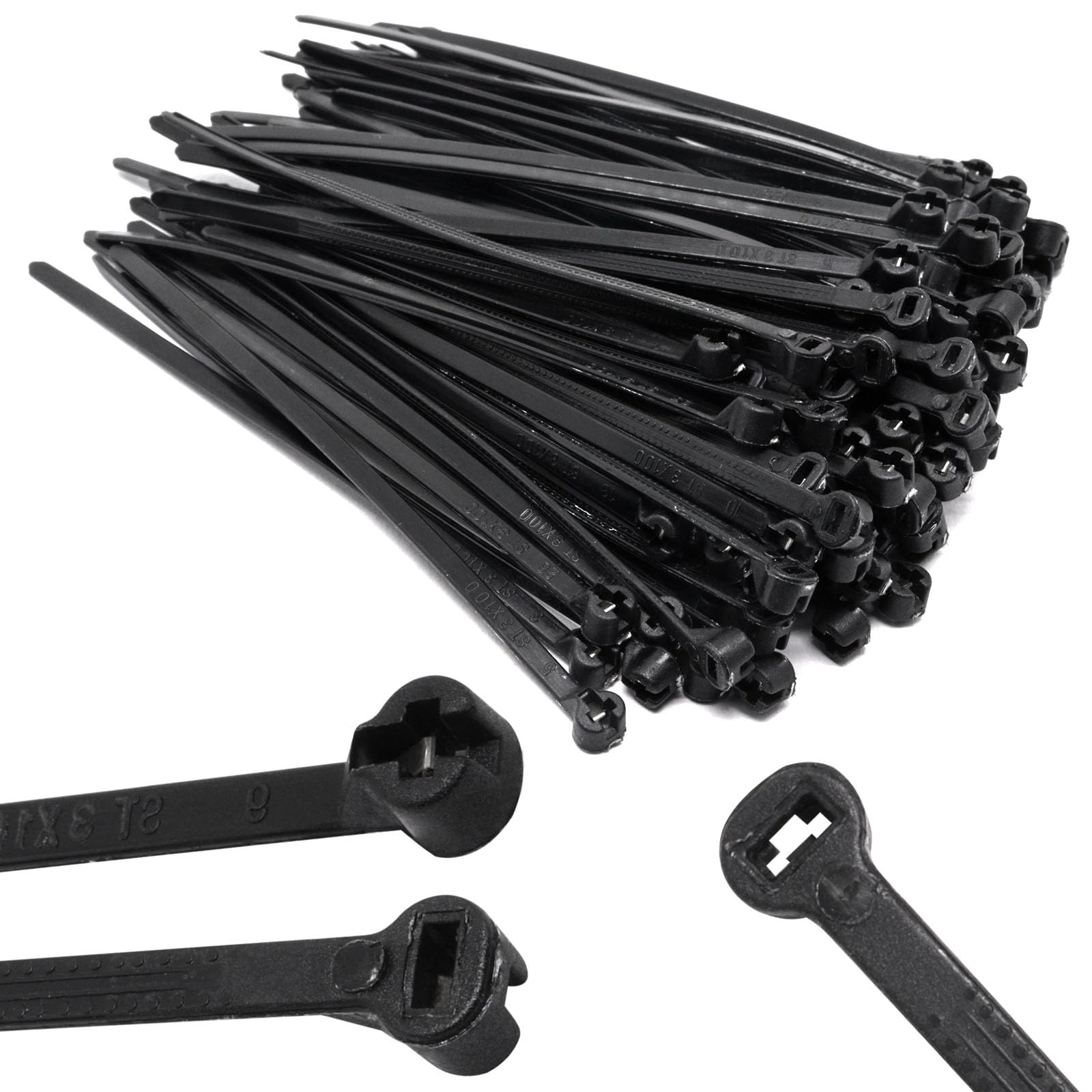 Adrinfly  Push Mount Zip Ties 4 in Cable Zip Tie with Stainless Steel Metal Tooth Locking Device Heavy Duty Nylon Straps for Industry Auto