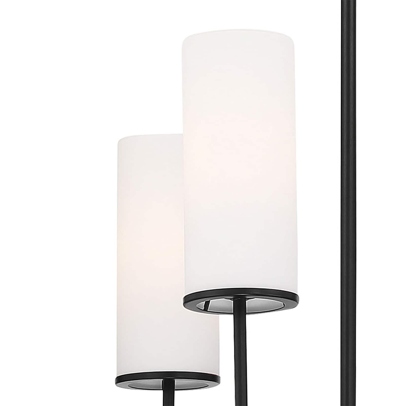 Coal Finish 6-Light Tapered Candle Chandelier with Etched White Glass
