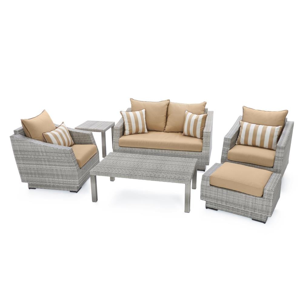 Cannes Maxim 5-Person Beige Outdoor Seating Set with Sunbrella Cushions