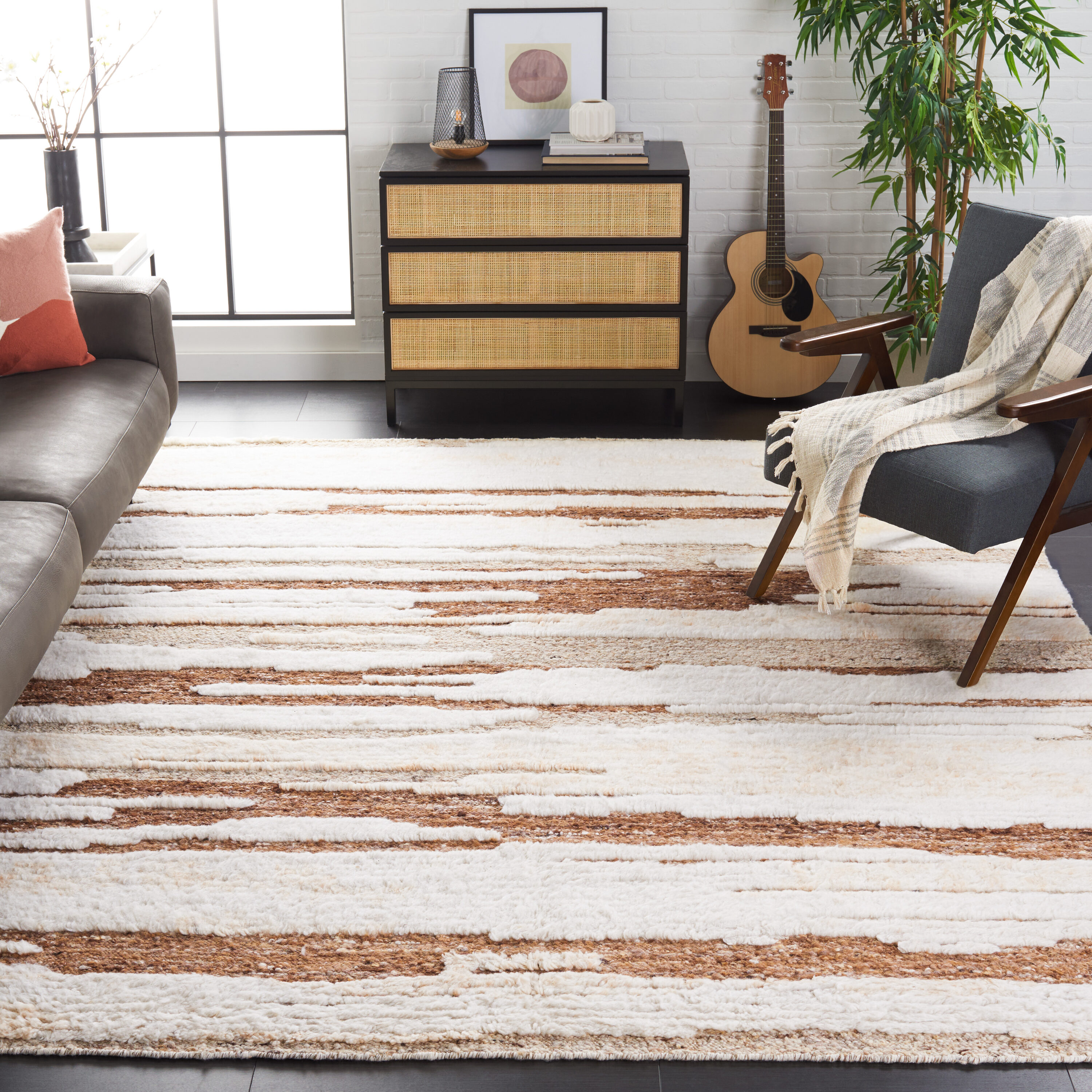  Tribeca 113 Ivory/Beige Contemporary 10ft x 14ft Large Rectangle Rug