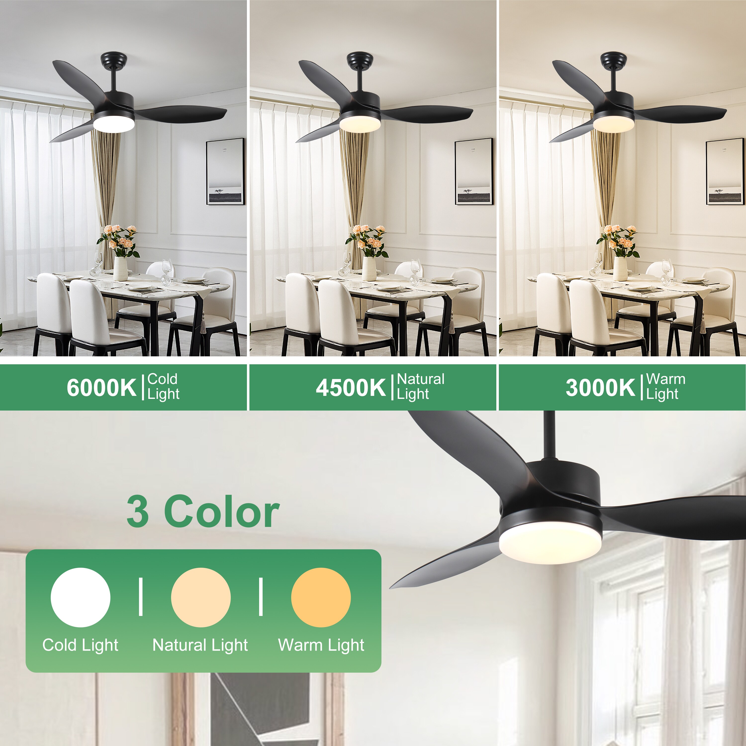 WELLFOR AMYU-02BK Ceiling-Fans - View #3