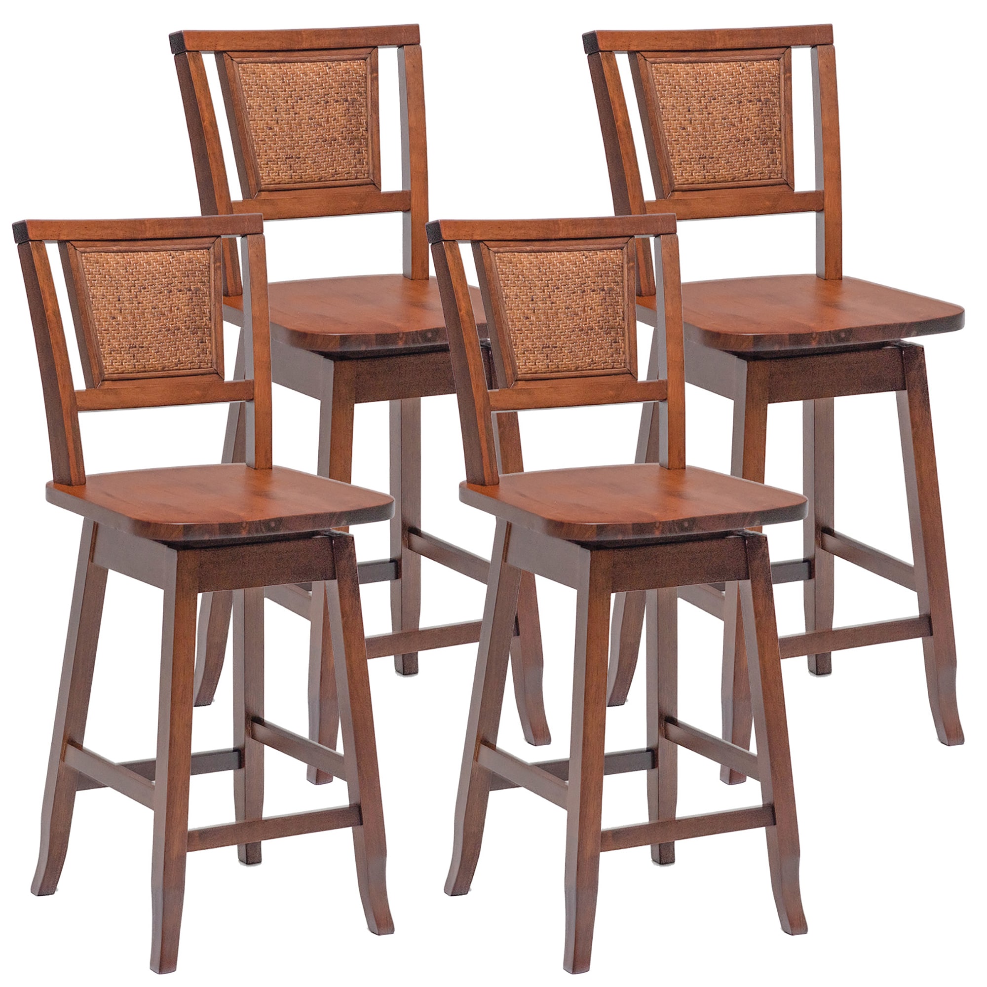 Costway SXL00138 Set of 2 Brown 24.5-in H Counter height (24-in to 27-in) Square Seat Swivel Wood Back Bar Stool Back