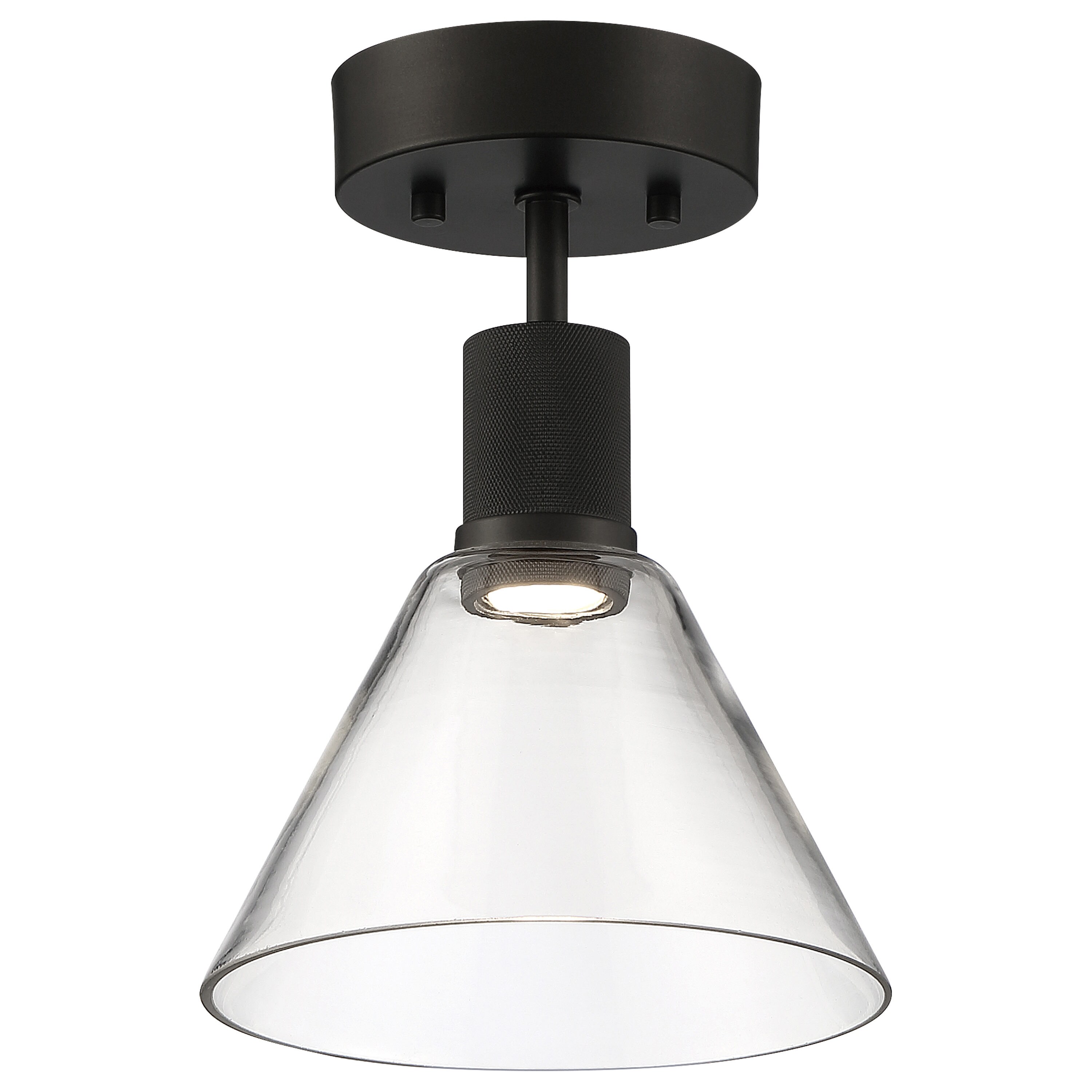 Access Lighting 63146LEDD-MBL/CLR Port Nine 1-Light Matte Black LED Semi-Flush mount light