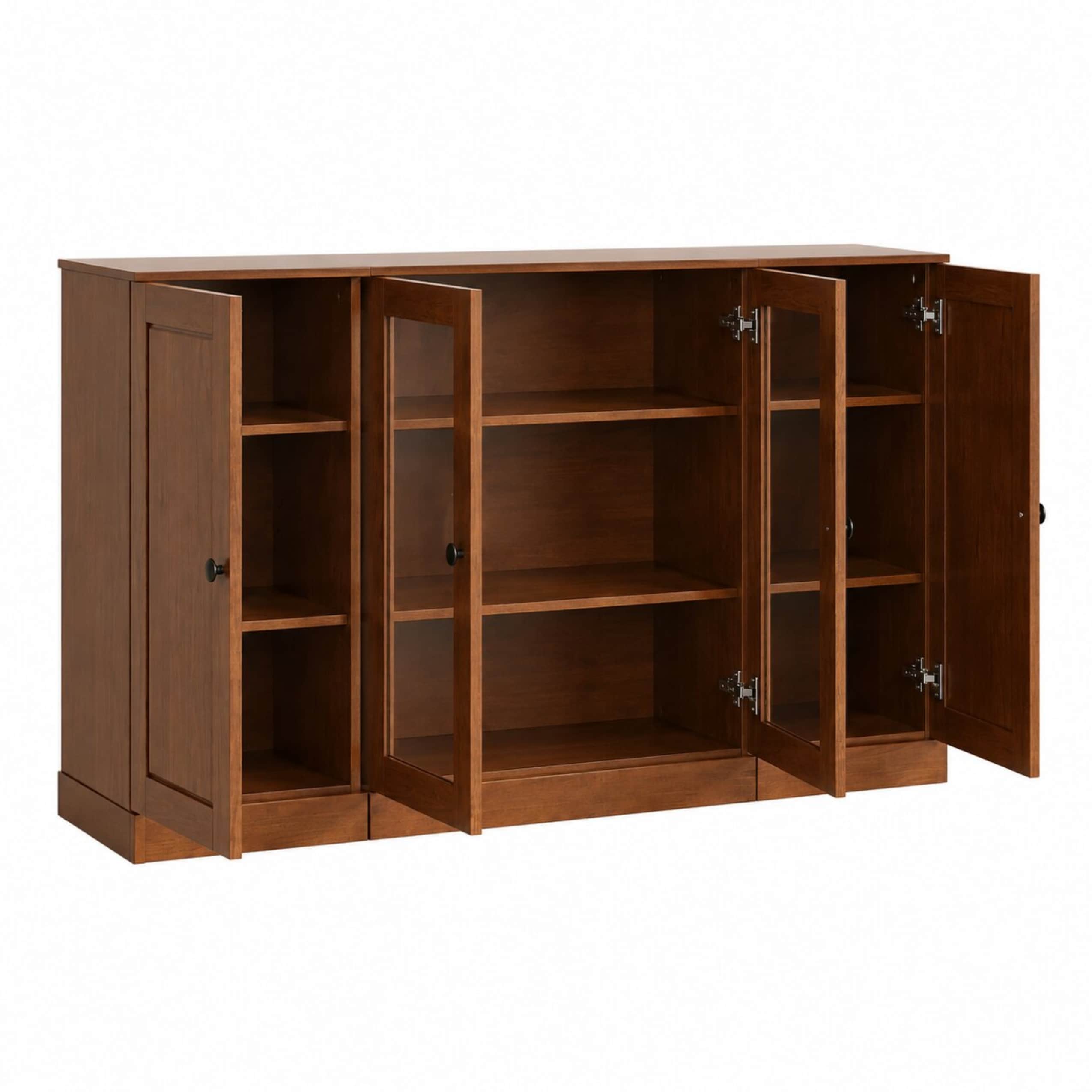 Palace Imports Solid Wood Modular TV Stand with Clear Glass Raised ...