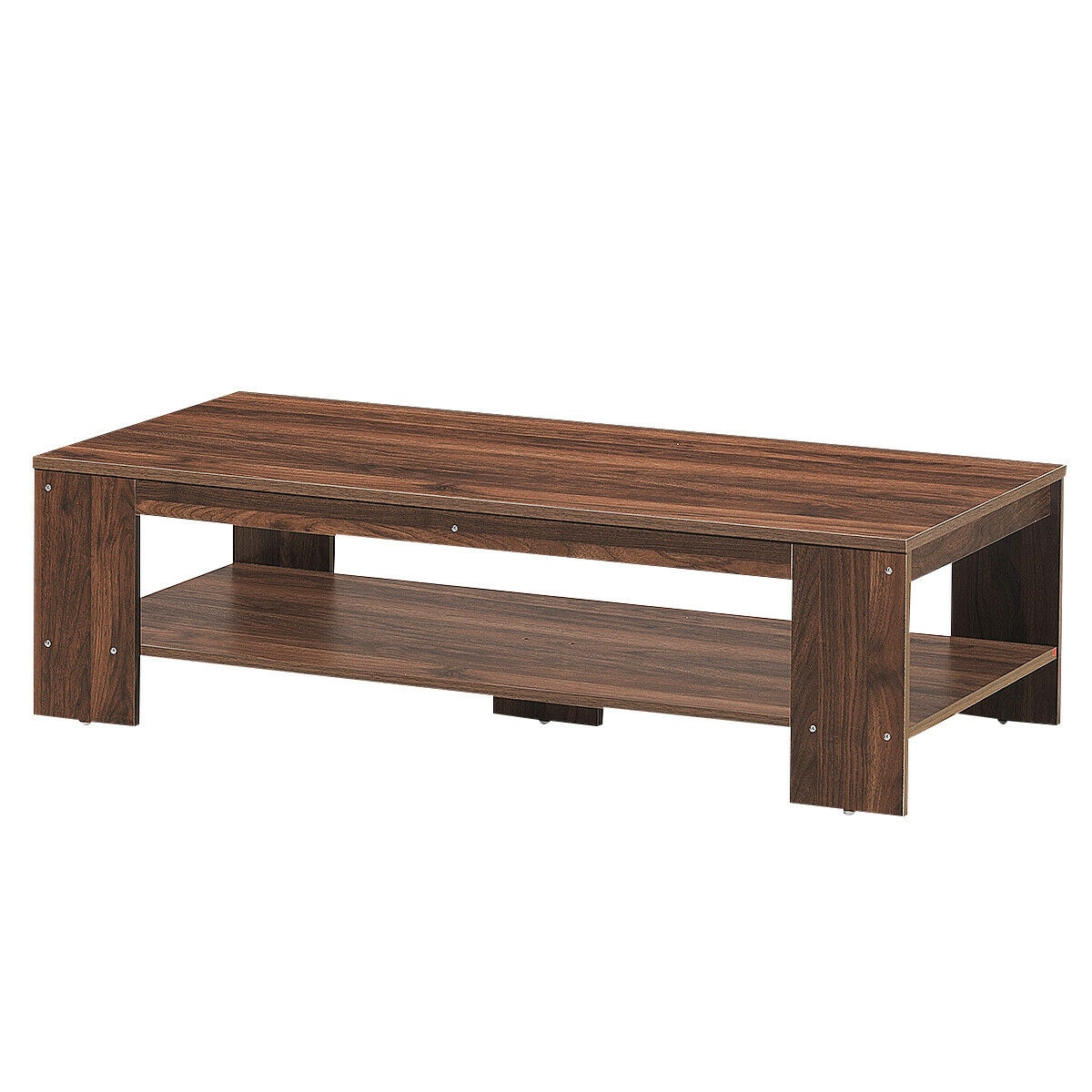 Costway GYM03873 Walnut MDF Modern Coffee Table with Storage