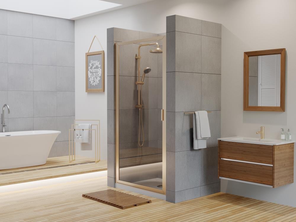 Coastal Shower Doors P28.83N-C Paragon Brushed Nickel 28-in to 28-3/4-in W x 82-in H Framed Hinged Shower door 5/32-in Thick Clear Glass