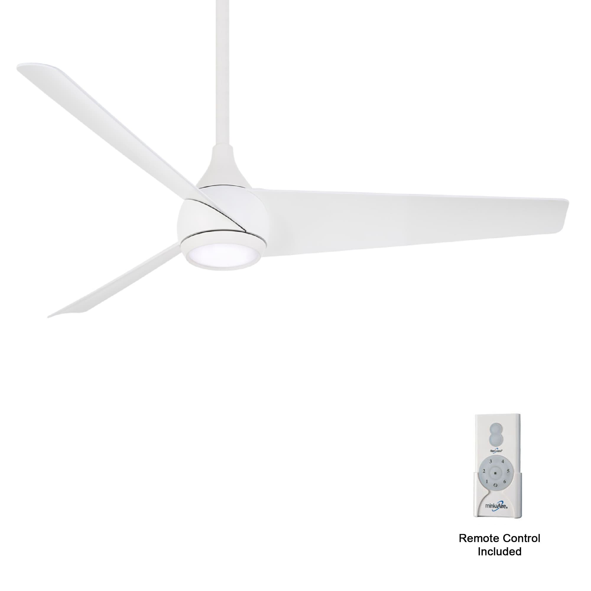 Minka Aire Twist 52-in Flat White Integrated LED Indoor Smart Ceiling Fan with Light and Remote (3-Blade) F678L-WHF Sansujyuku sansujyuku.com