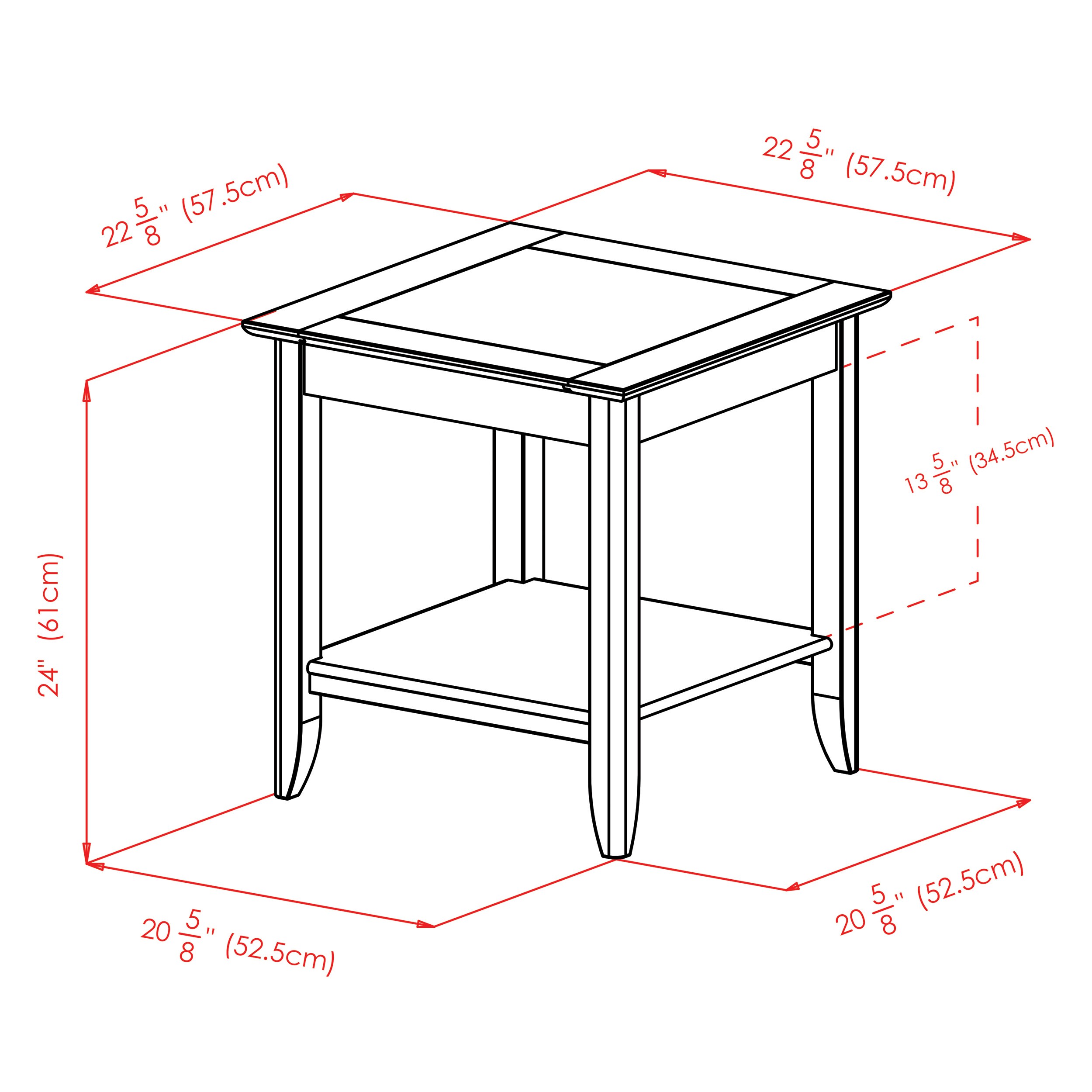 Santino Square Wood End Table in Oyster Gray with Darker Inlay