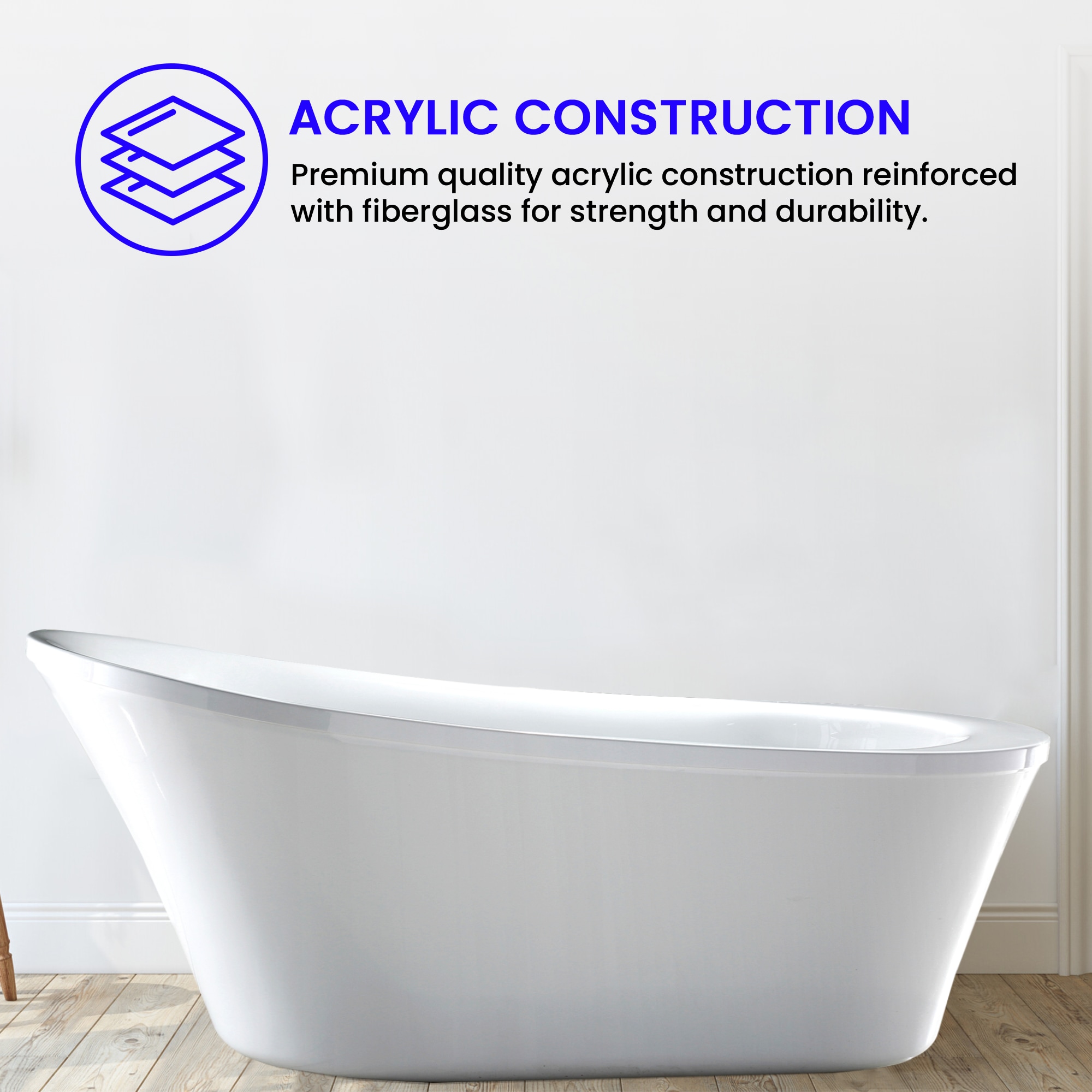 Vanity Art 70" White Acrylic Freestanding Soaking Bathtub