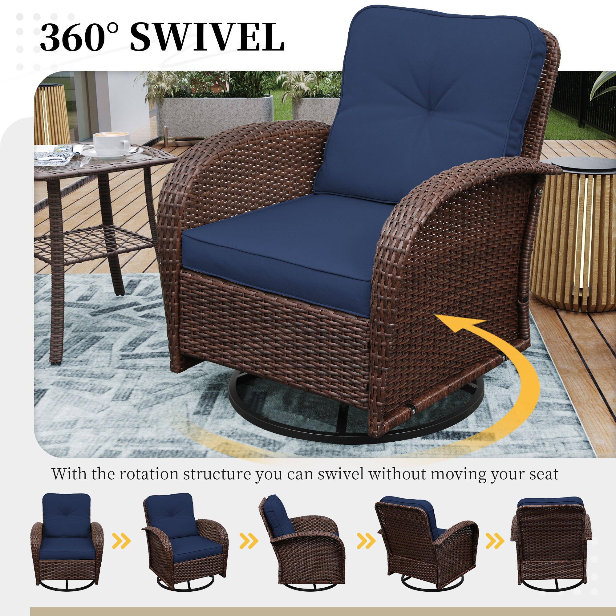 UPHA Y11BR-NAVYBLUE Patio-Conversation-Sets - View #4