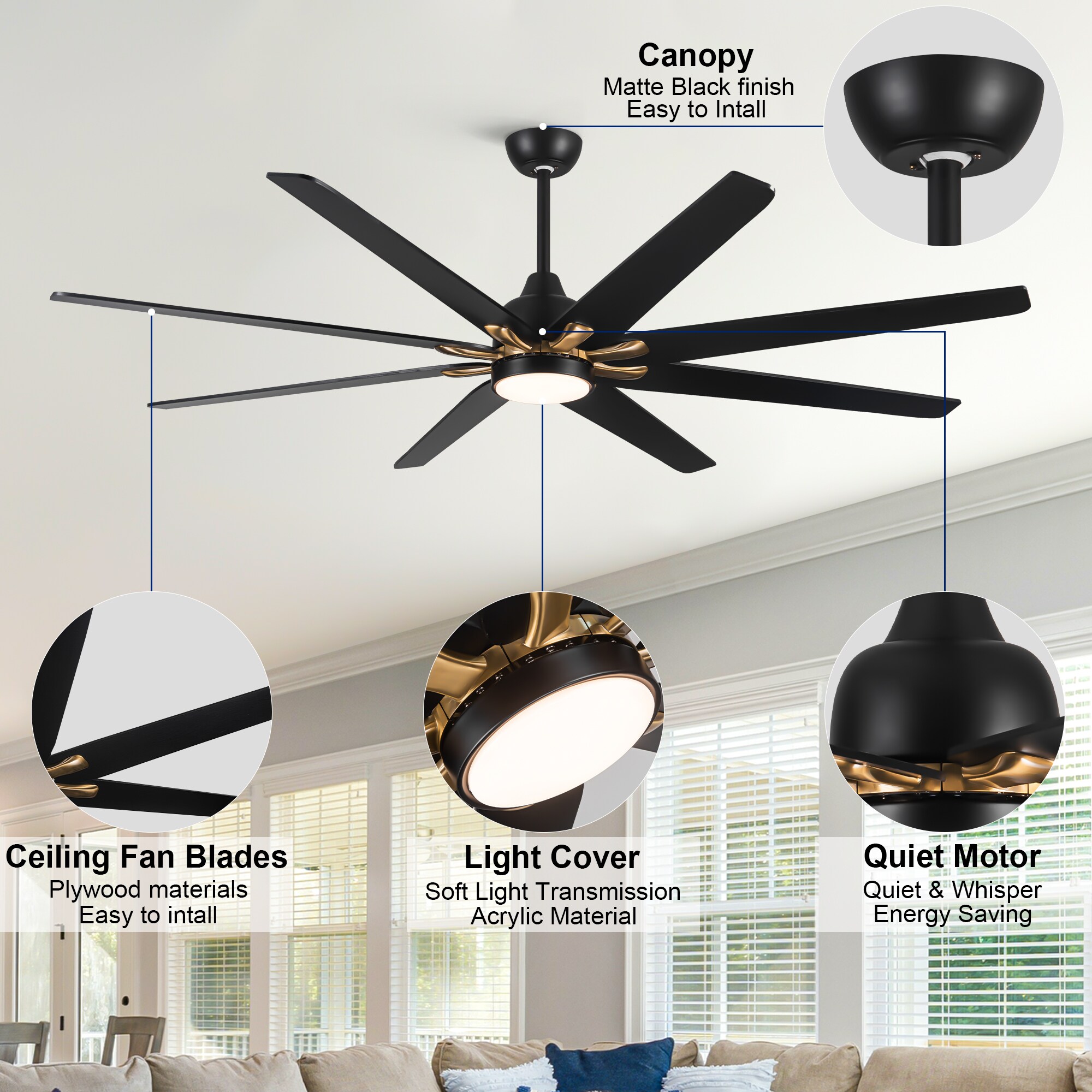 YUHAO LSDC1160BKG72 Ceiling-Fans - View #12