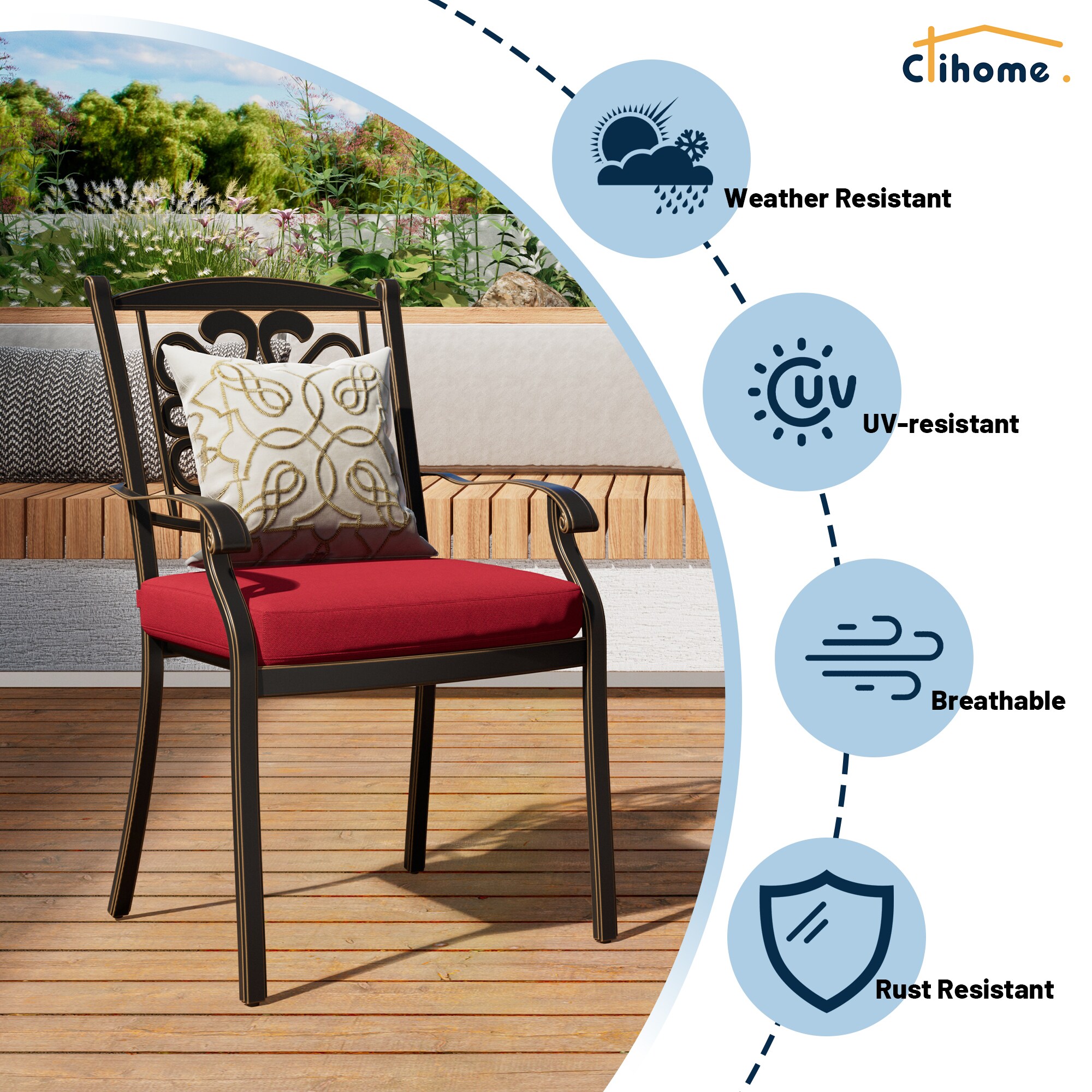 Clihome CLOD011026RD Patio-Chairs - View #11