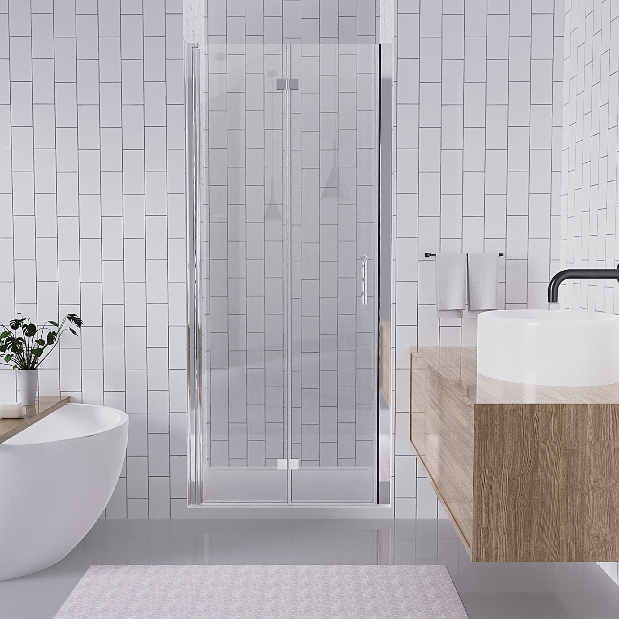 Lordear LD-ZDM6602BN Chrome 32-in to 33-in W x 72-in H Frameless Bifold Shower Door 1/4-in Thick Clear Glass