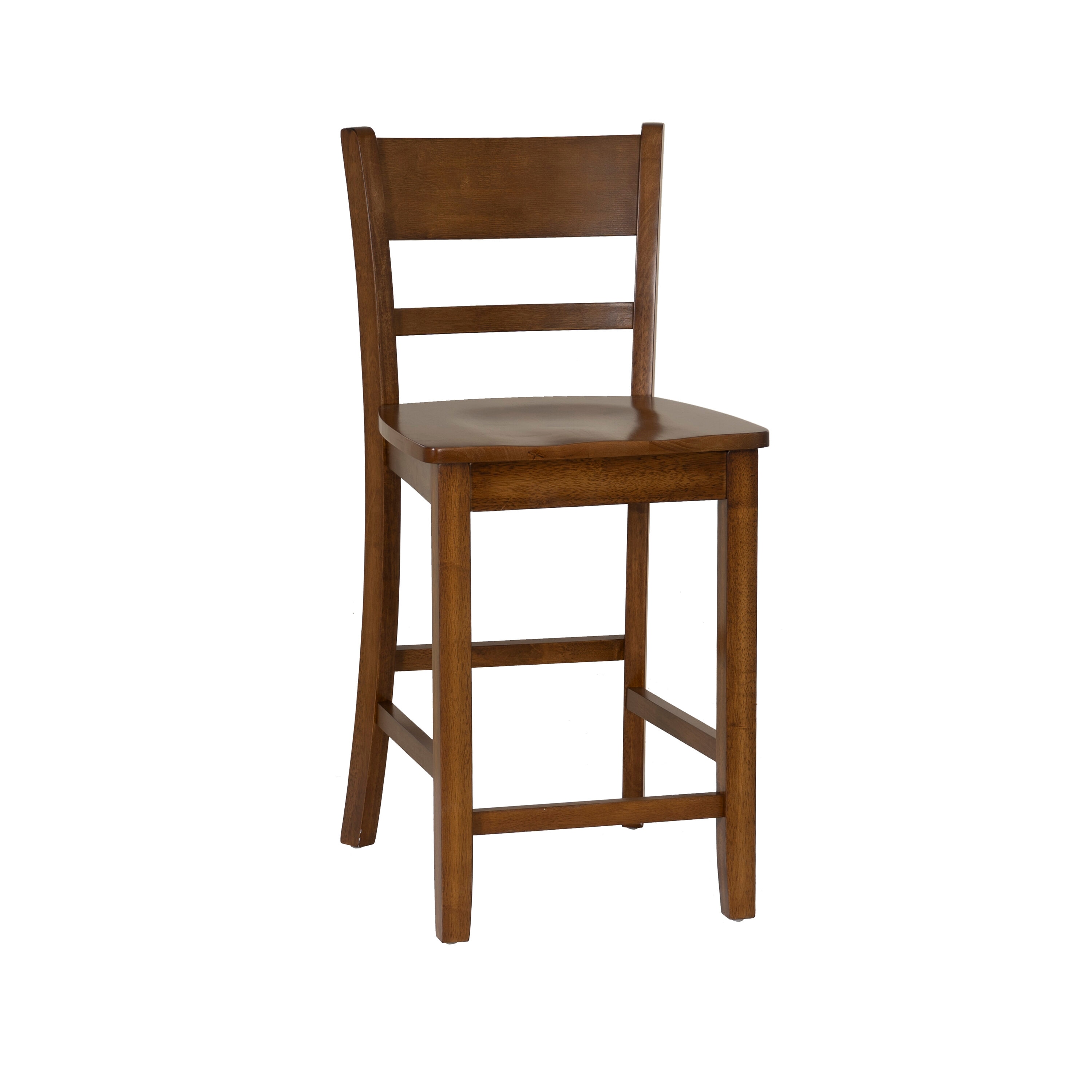 Linon LOWES2194 Walnut 24.0-in H Counter height Square seat Wood Bar Stool and Back