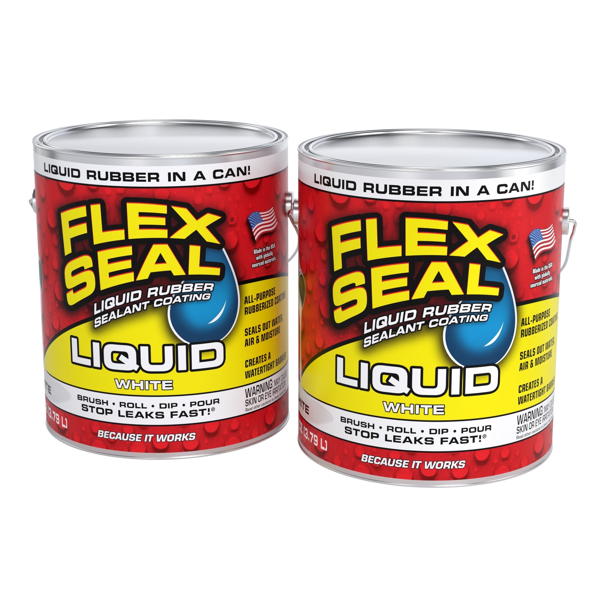 Flex Seal LFSWHTR01-CS Liquid 128-fl oz White Pour Waterproof Rubberized Coating 2 -Pack