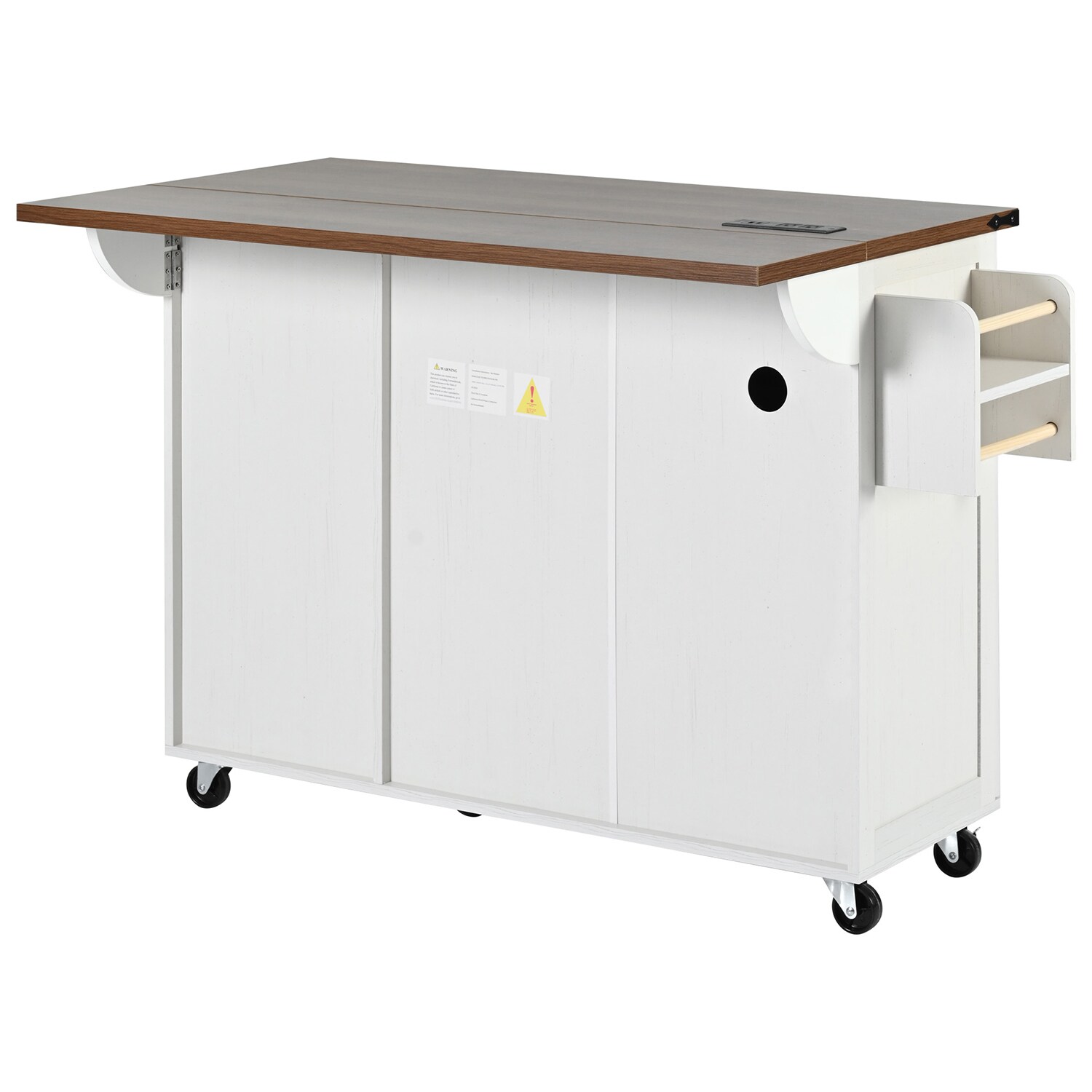 SINOFURN White Mdf Base with Mdf Top Rolling Kitchen Cart (17.7-in x 54.5-in x 36.5-in)
