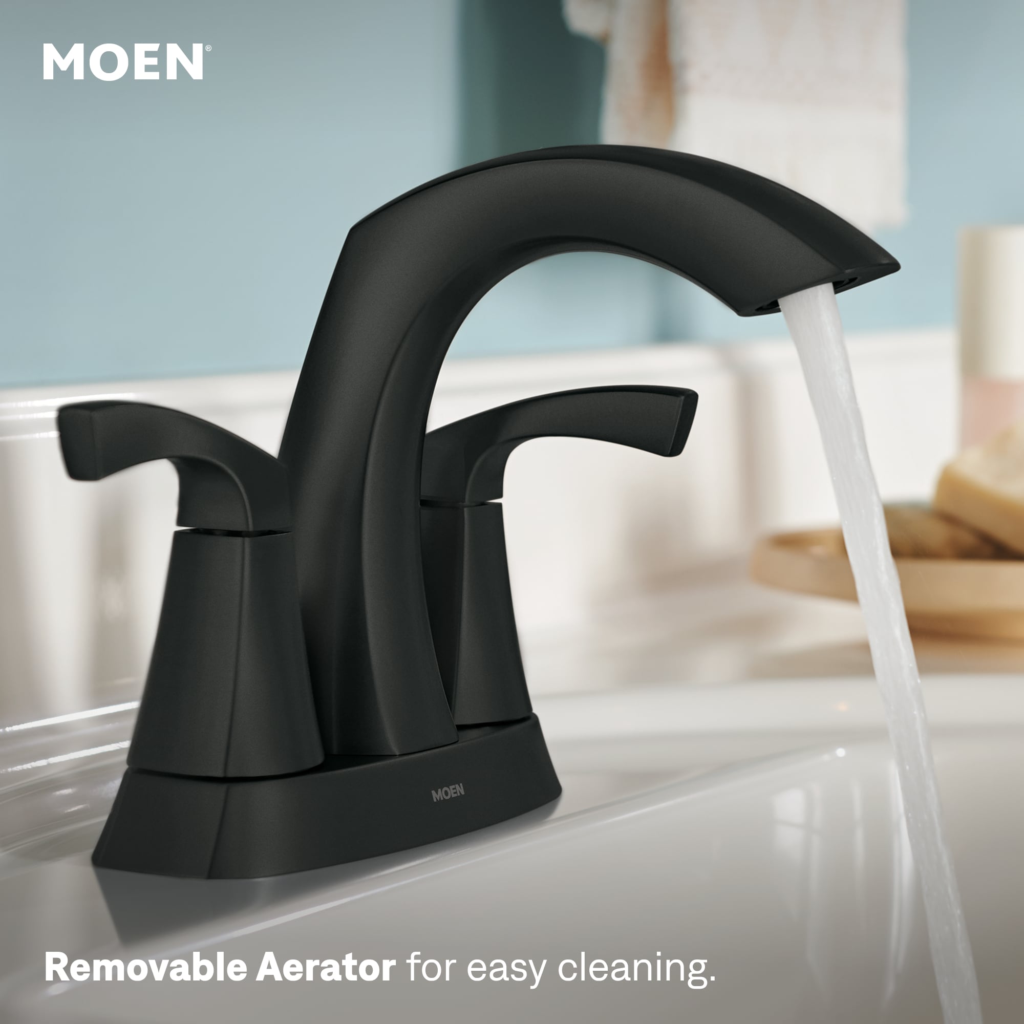 Moen Lindor Matte Black 4-in centerset 2-Handle WaterSense