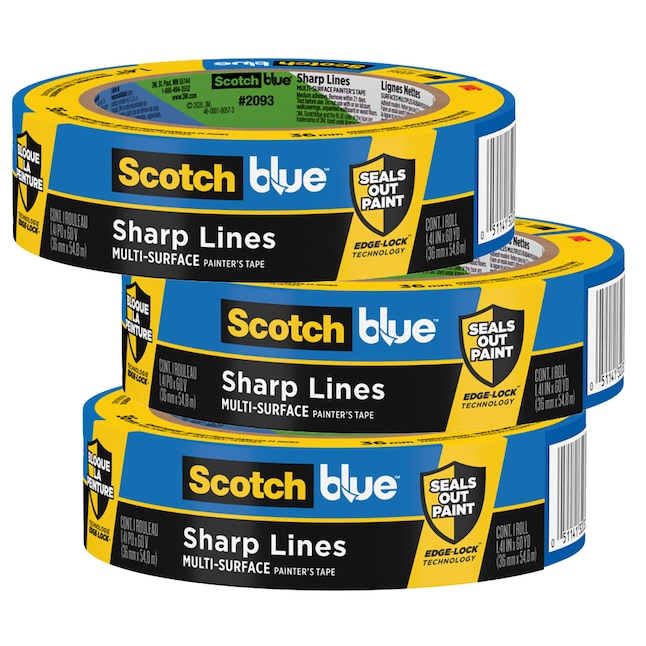 Blue Painters Tape 3 Pack, Multi-Surface Painter's Tape, Blue