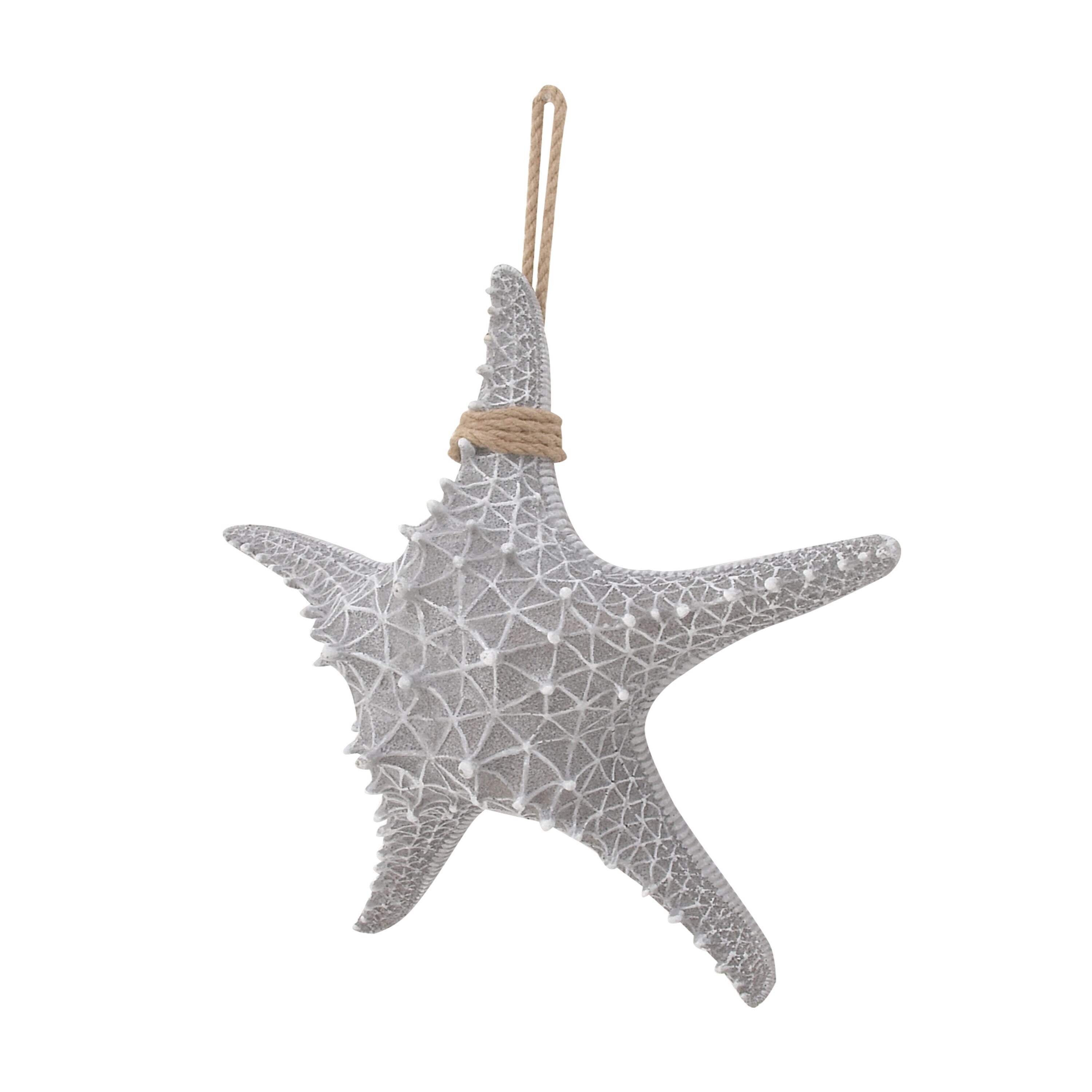 Gray Resin Starfish Wall Sculpture with Twisted Cord Accent