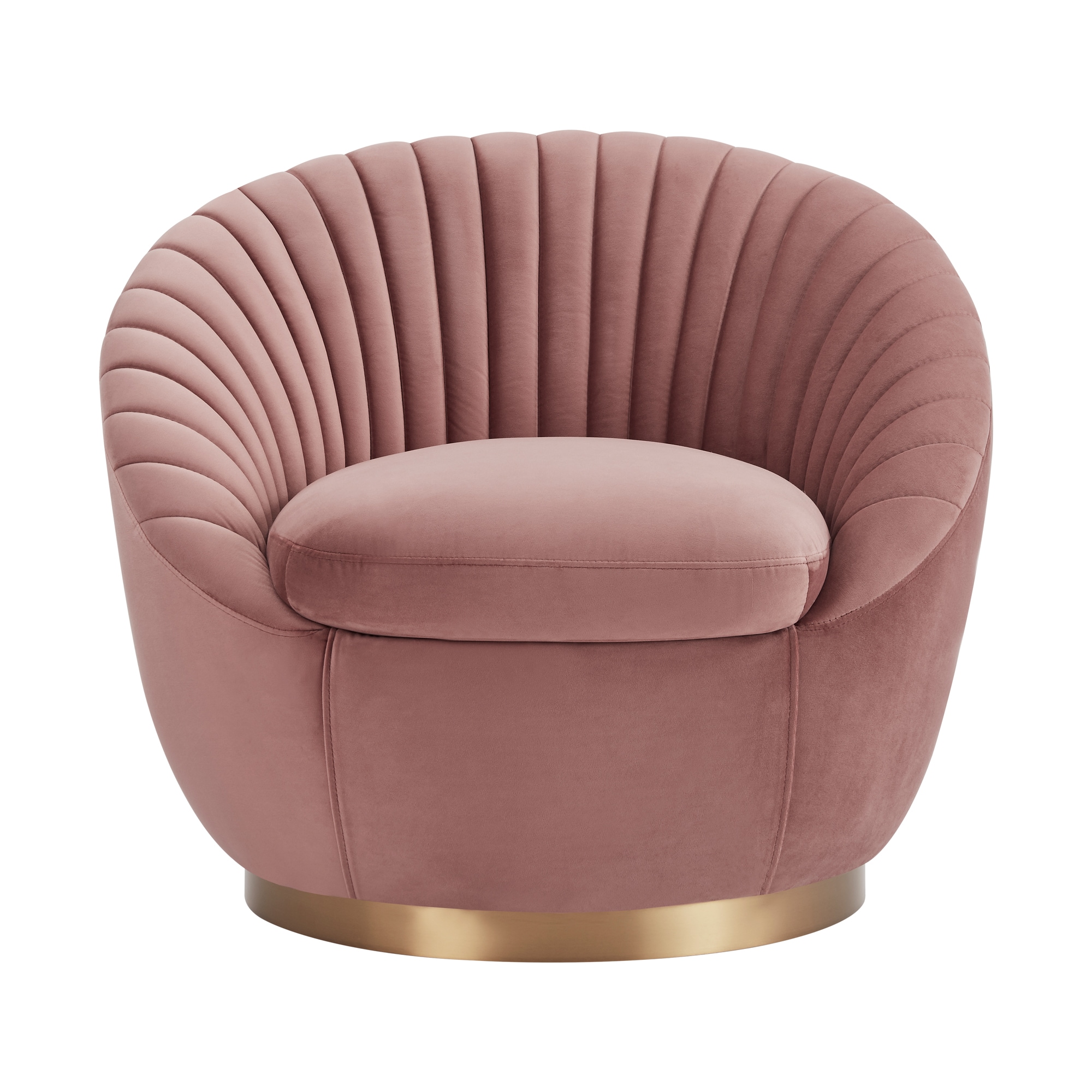 Armen Living LCMTCHBLUSH Modern Gold Velvet Swivel Accent Chair