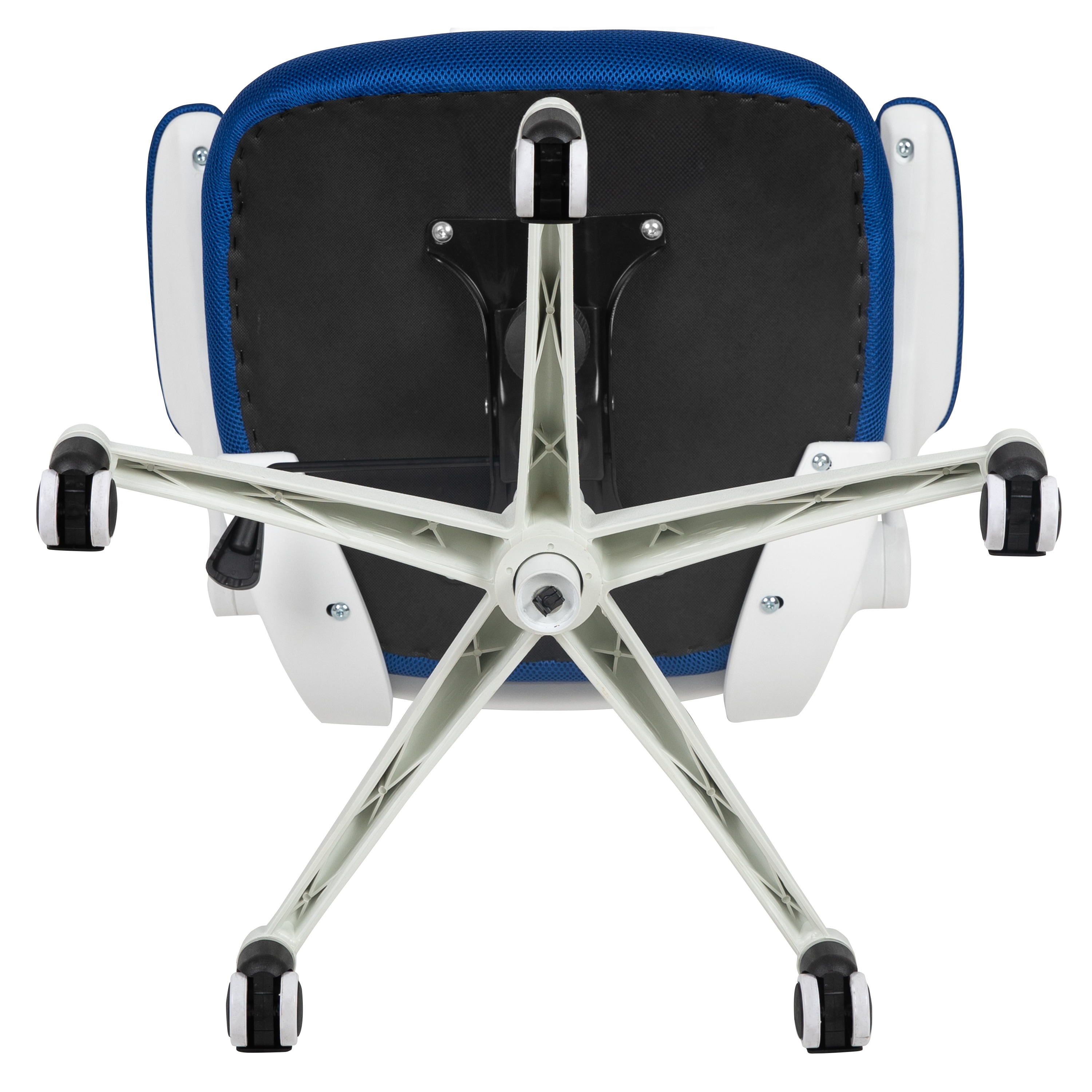 Modern Blue Mesh and White Plastic Ergonomic Swivel Task Chair