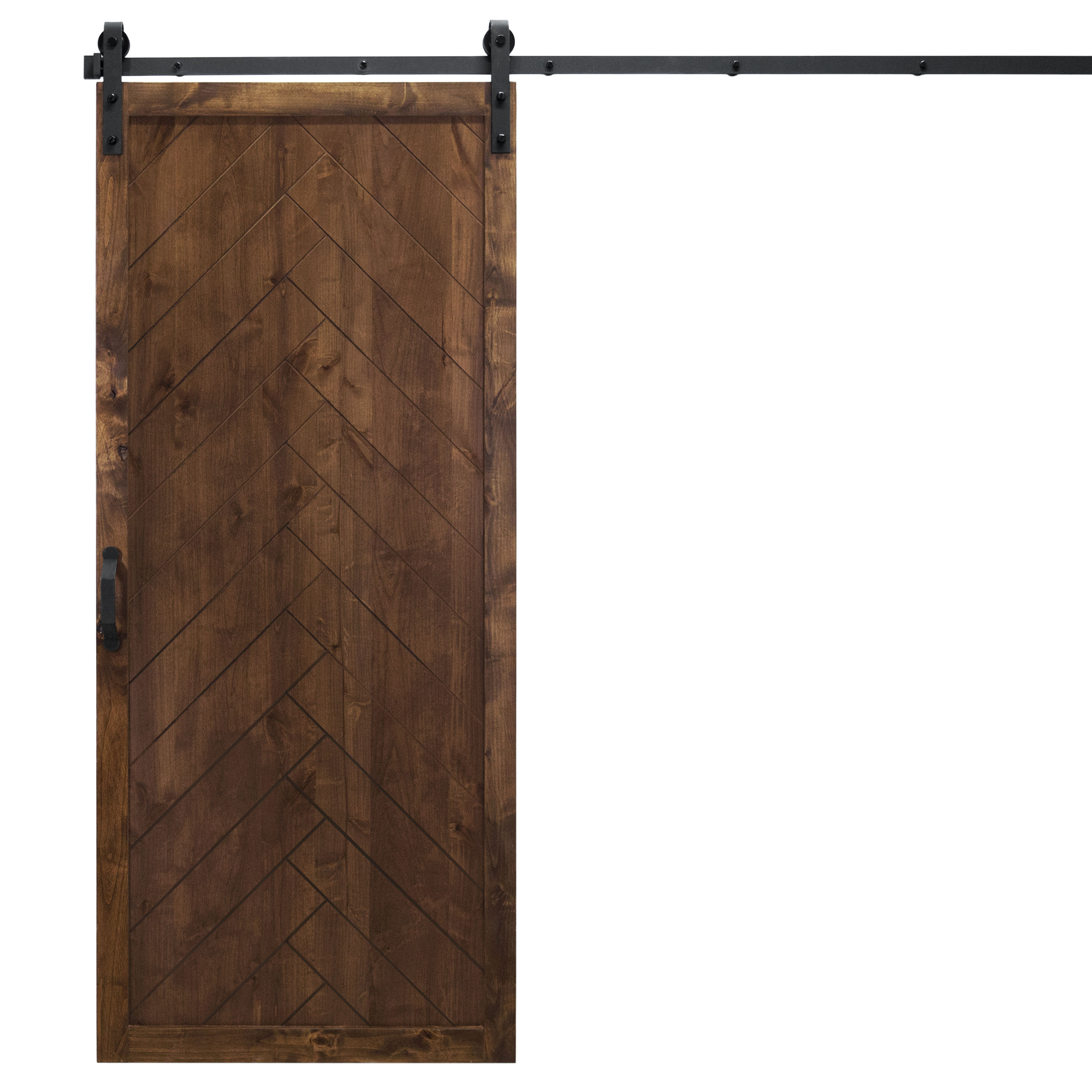 Dogberry DHERR36WALNNONEHARD 36-in x 84-in Walnut Knotty alder Wood Solid core Single Barn Door (Hardware Included)