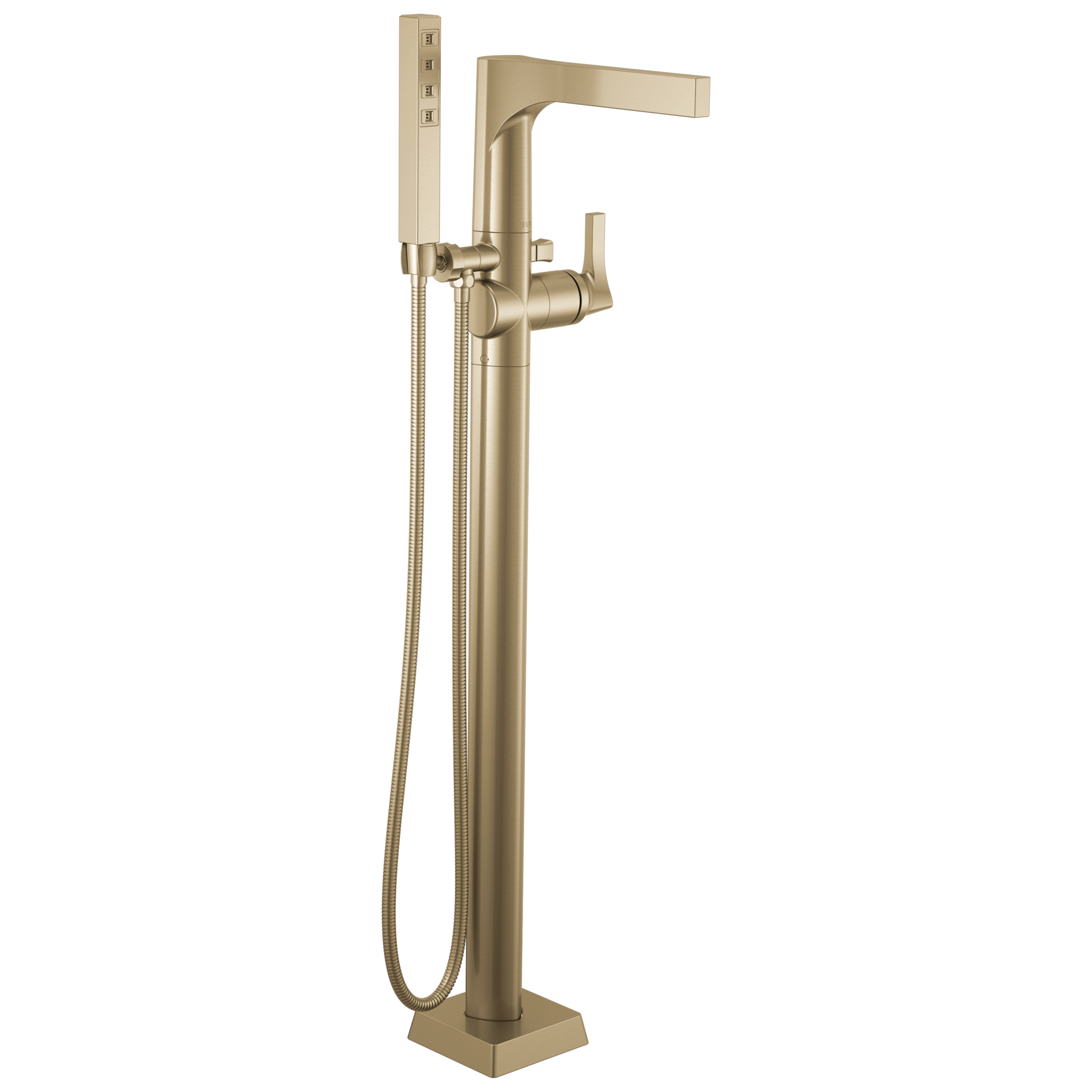 Delta T4774-CZFL Zura Champagne Bronze 1-handle Freestanding Low-arc Bathtub Faucet with Hand Shower