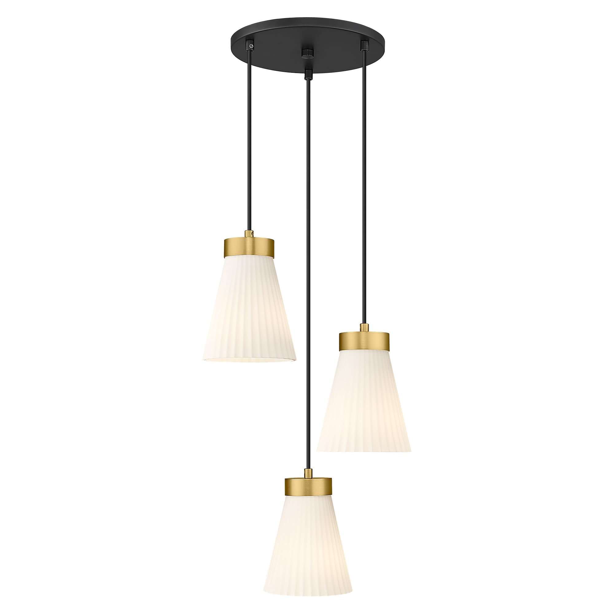 LTMATE LS5HZG97-3 BK+BG JAZAVA 3 -Light Black and Gold Modern/contemporary White glass Cone Large Hanging Pendant light