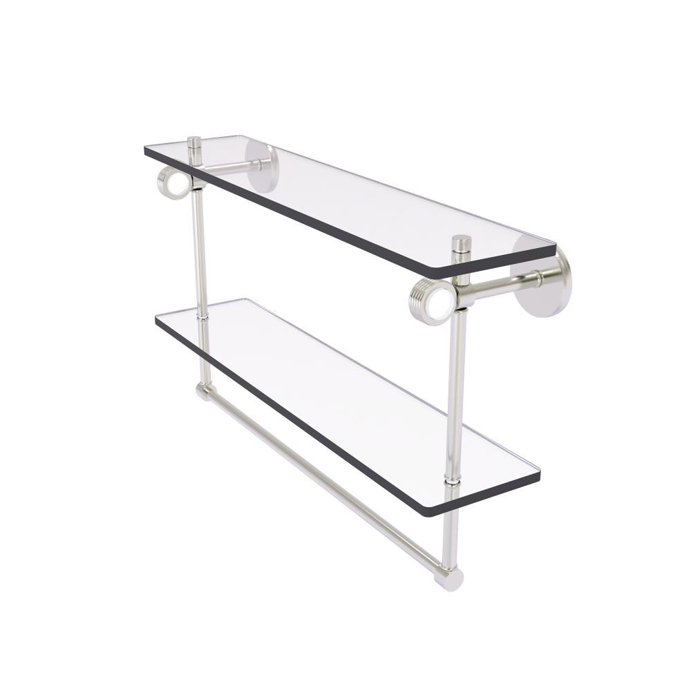 Allied Brass CV-2TBG-22-SN Clearview Satin Nickel 2 -Tier Wall mount Bathroom Shelf ( 22-in x 12.8-in x 5-in )
