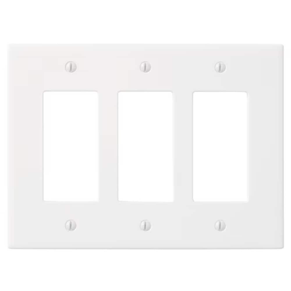 allen + roth Subway 3 -Gang Standard Size White Polished Plastic Indoor Decorator Wall Plate