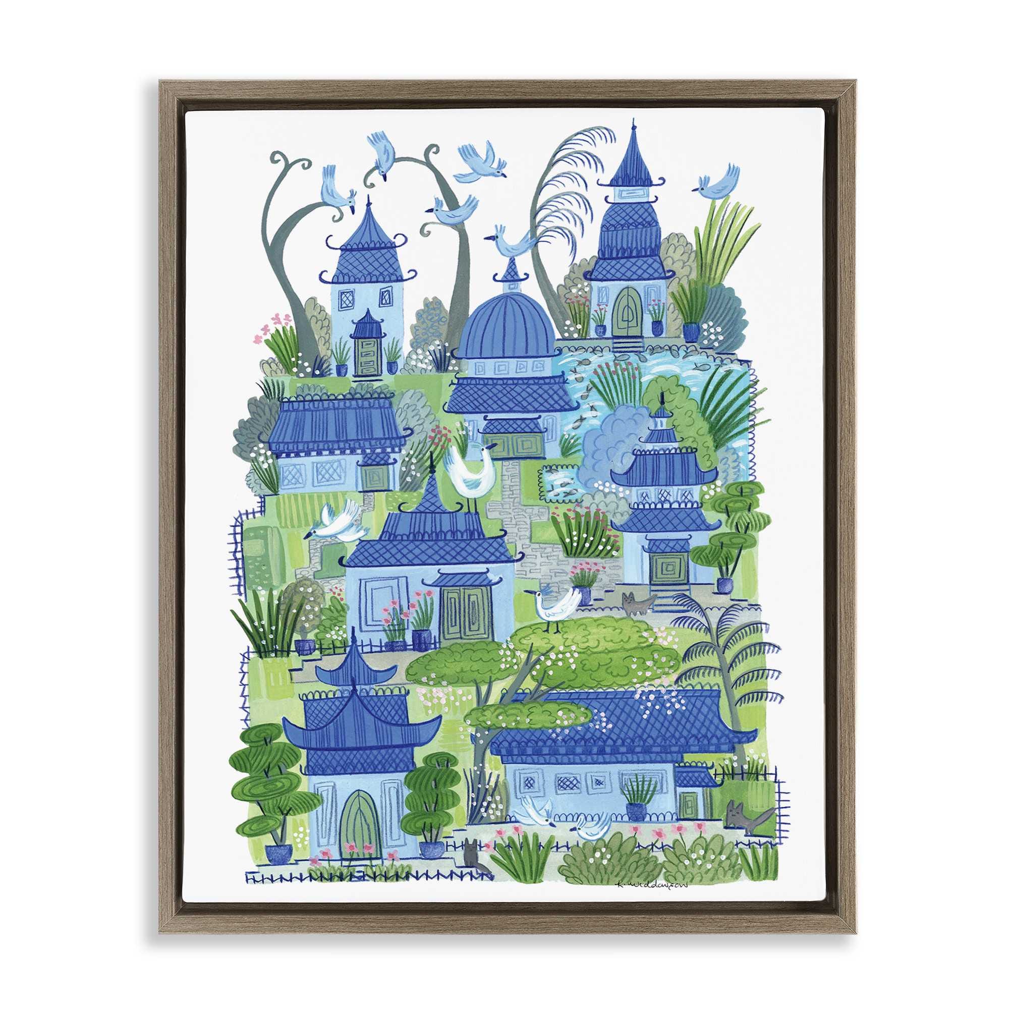 Stupell Industries BS-613-FFE-24X30 Charming Village Buildings Floating Frame design by Kay Widdowson