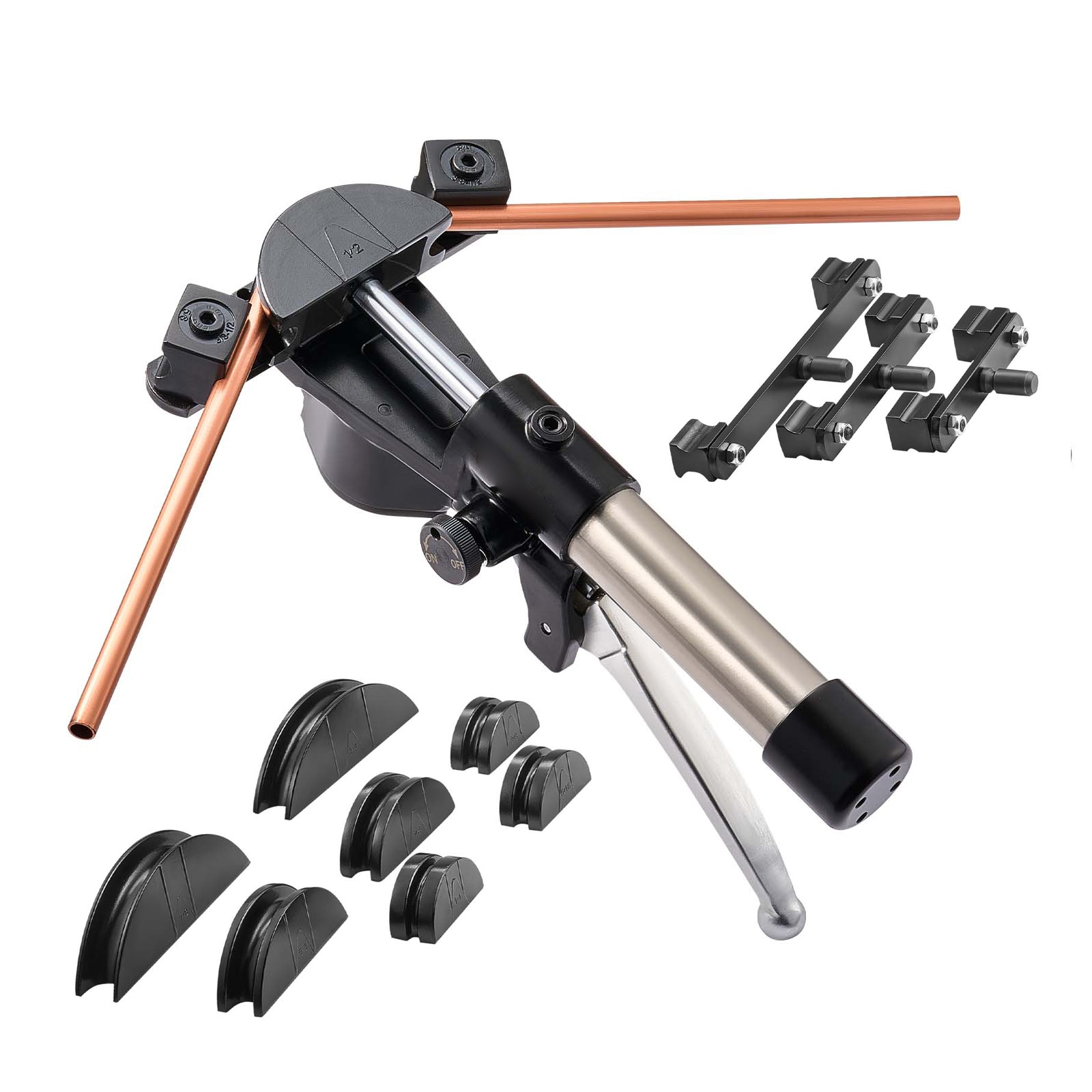 VEVOR Hydraulic Tubing Bender Kit 1/4 to 7/8 Inch Copper Tube Pipe Bender HVAC Bending Tool Set 90 degrees Bend with 7 Aluminium Alloy Dies for HVAC Air Conditioning Refrigeration Automotive Repair